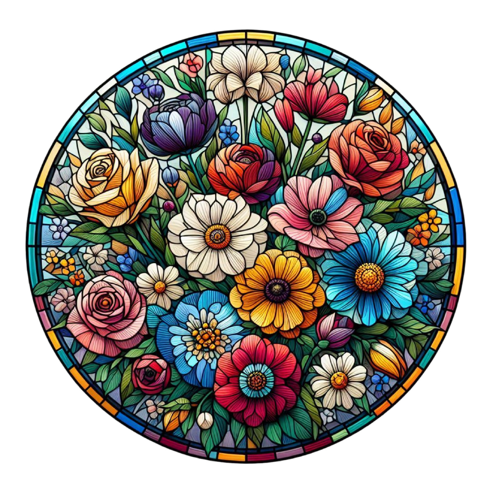 Wall decal sticker flowers stained glass wall sticker 18 x 18 cm large