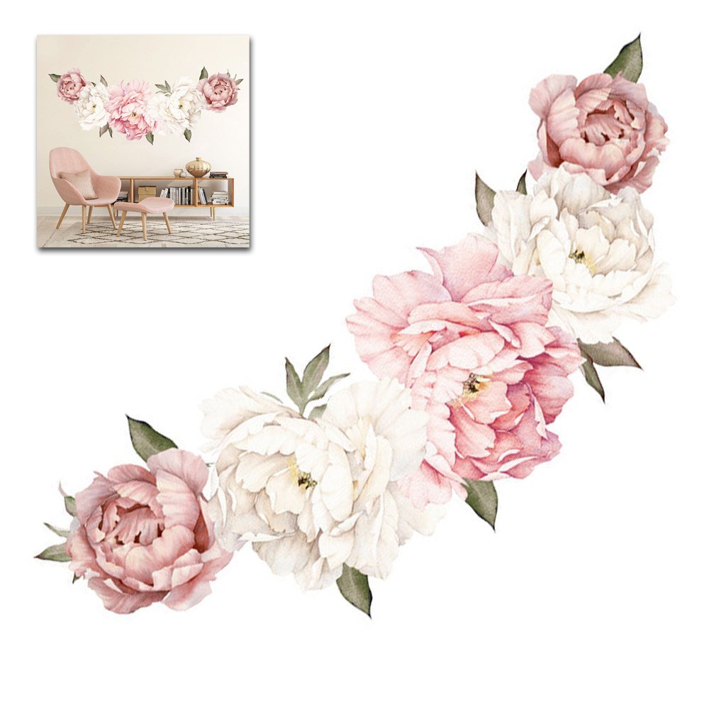 LARGE PEONY FLOWER PATTERN BEDROOM WALL STICKER MURAL DECALS HOME ART DECOR SPEC