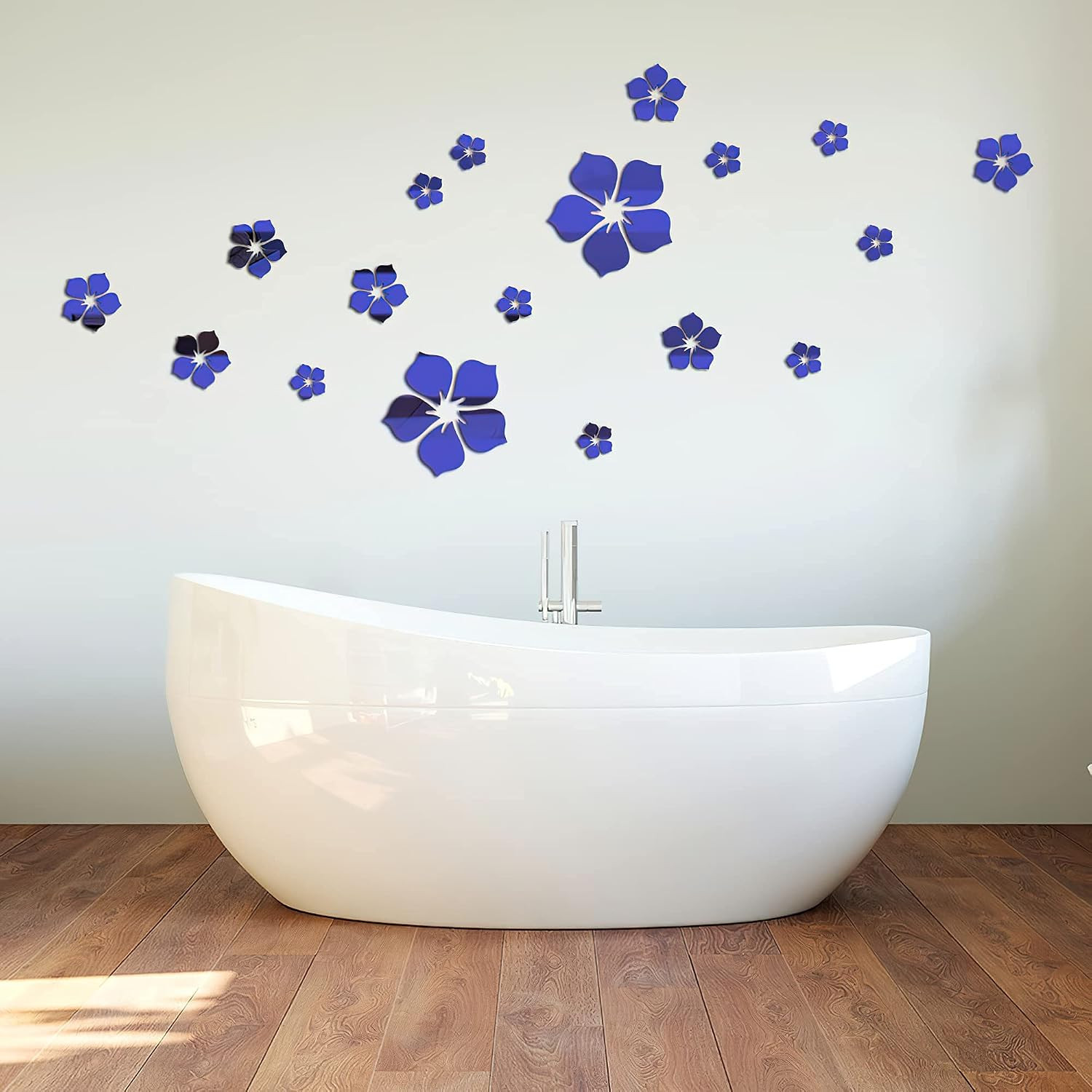 Acrylic Mirror Floral Wall Stickers Self Adhesive Mirror Wall Decor Removable Mi