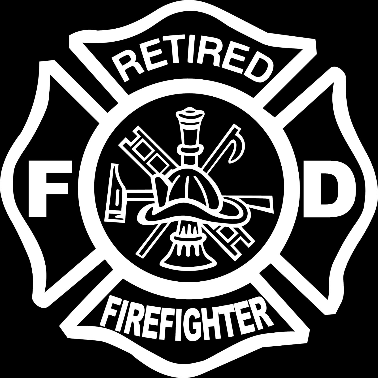 Retired Firefighter Decal Vinyl Sticker Fire Dept Maltese Cross First Responder