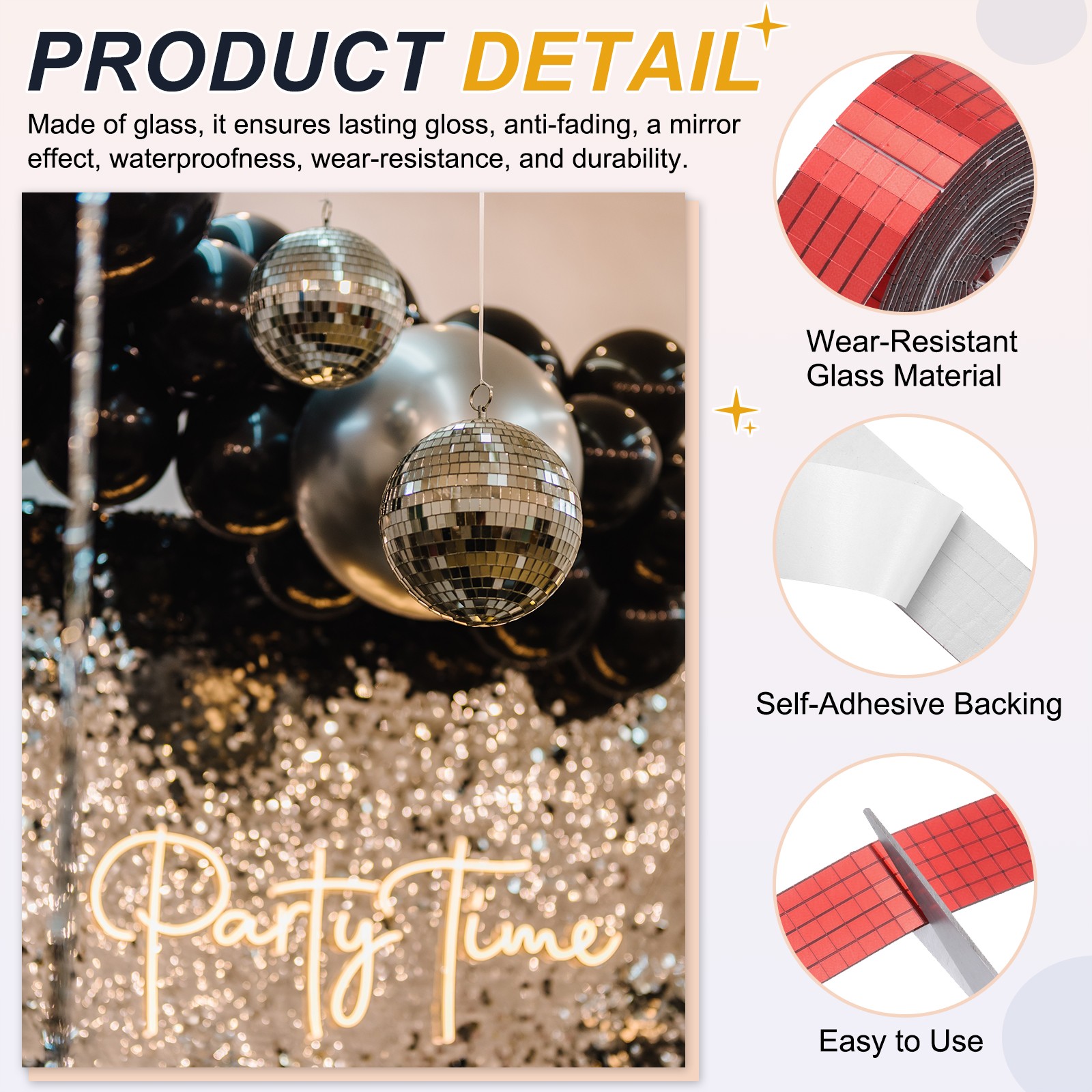 5x5mm Self Adhesive Mirrors Mosaic Tiles, 2500 Pcs Mosaic Sticker, Red