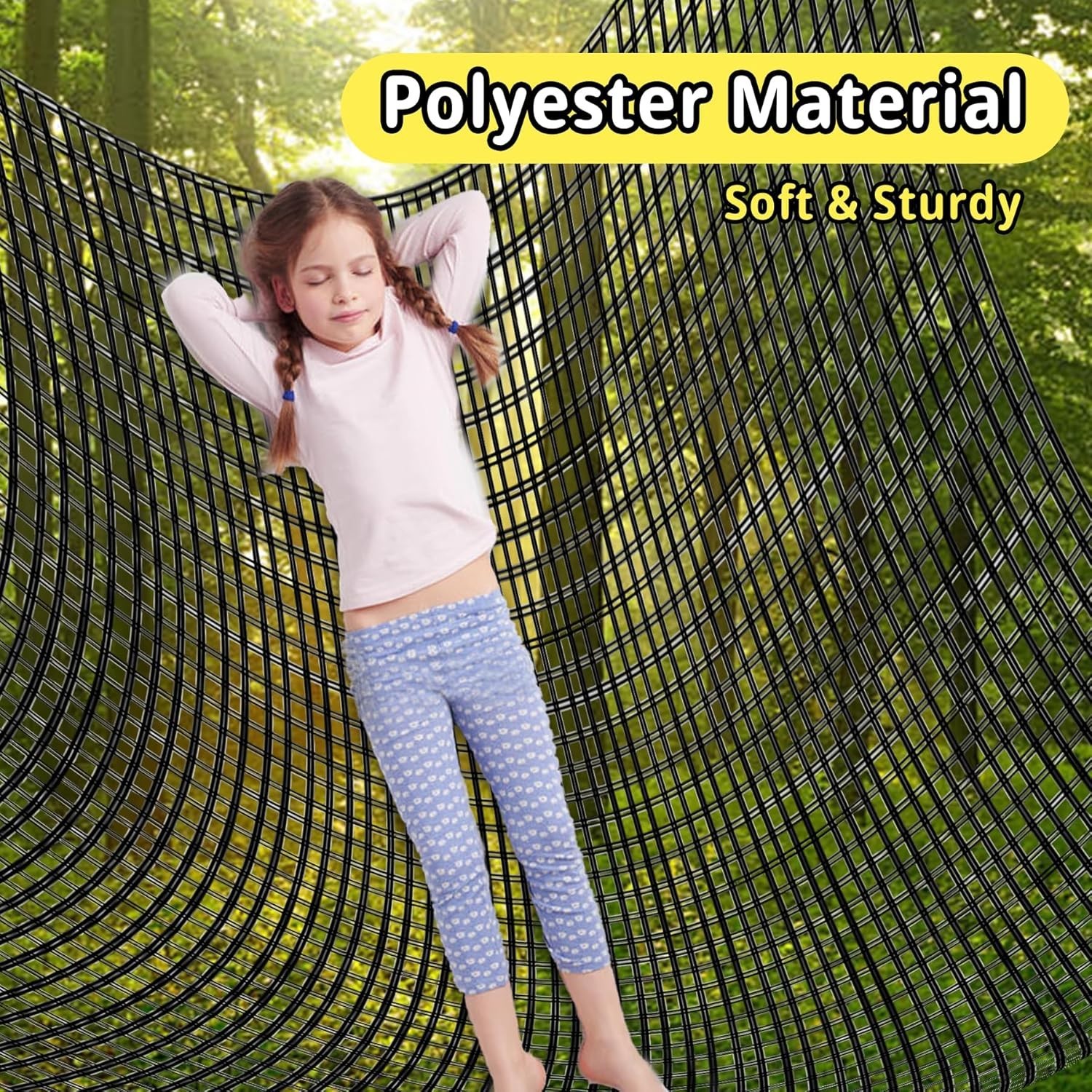 9.8' x 9.8' Climbing Cargo Net – Double Layer Playground Safety Net for Kids