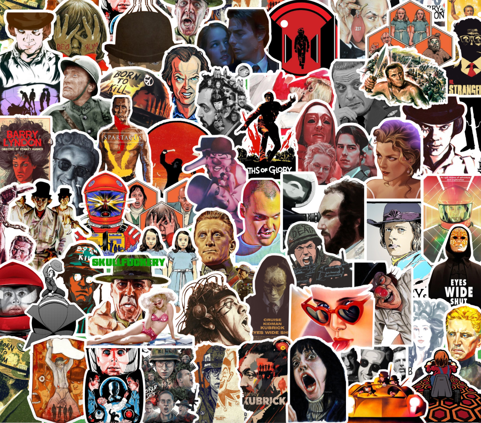 25/50 Stanley Kubrick Movies Sticker Pack – Matte Vinyl – Clockwork Shining 2001