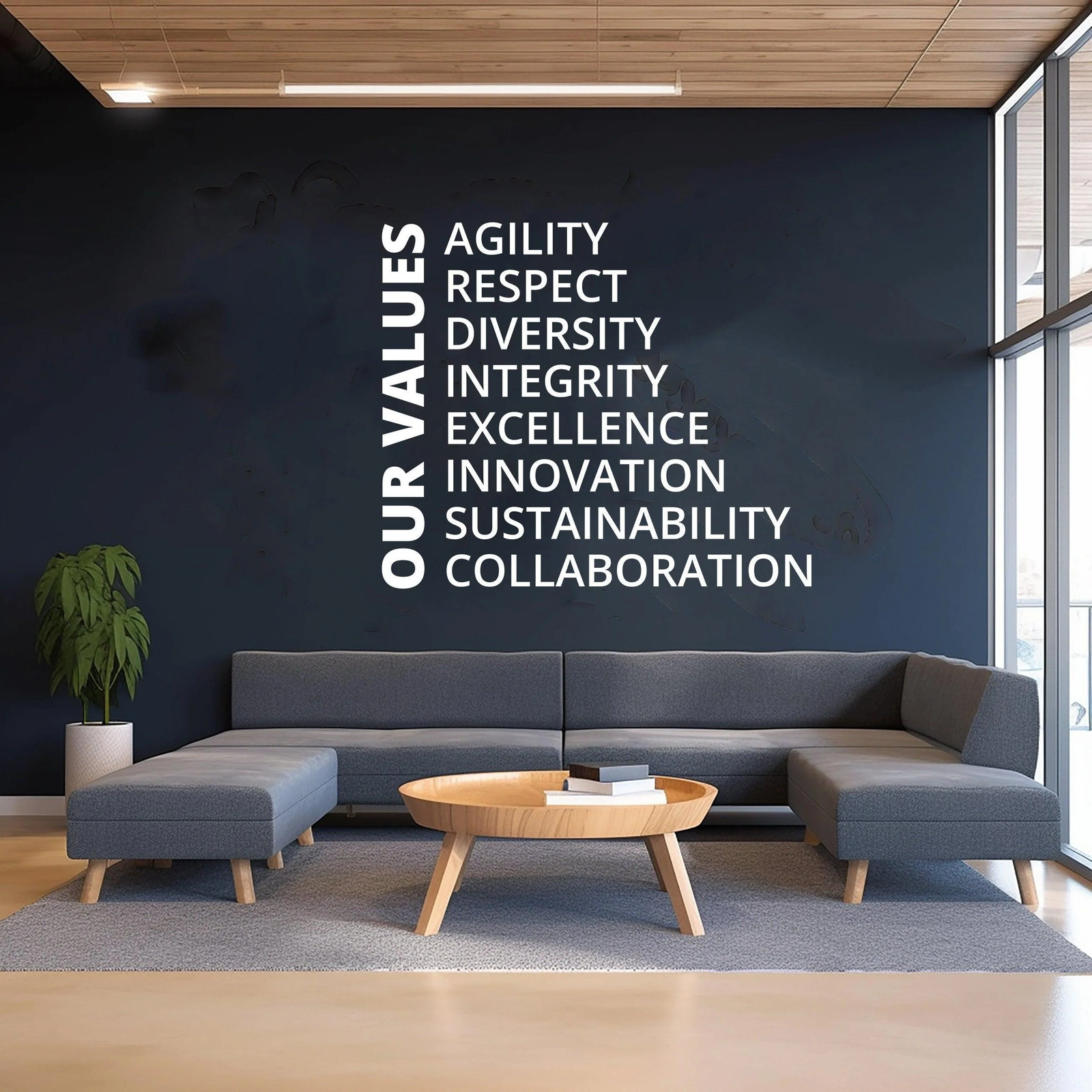 Our Values Office Wall Decal – Inspirational Conference Room Art Sticker –