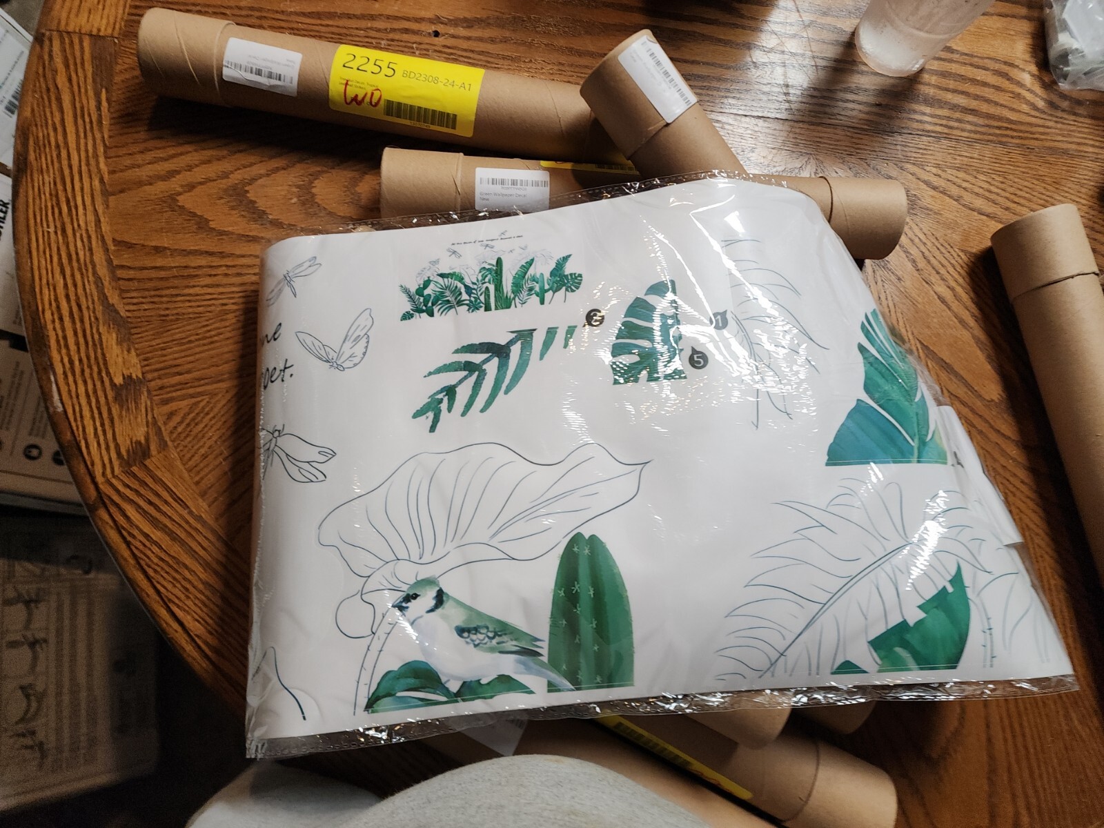 Tropical Leaves Decals with Cactus Bird Butterfly Dragonfly Look