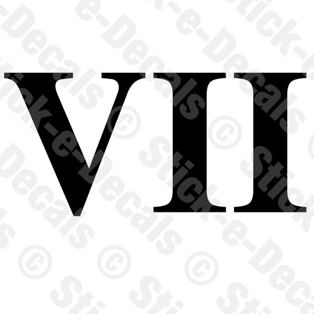 Roman Numeral VII Vinyl Die Cut Decal Sticker – Number 7 Seven