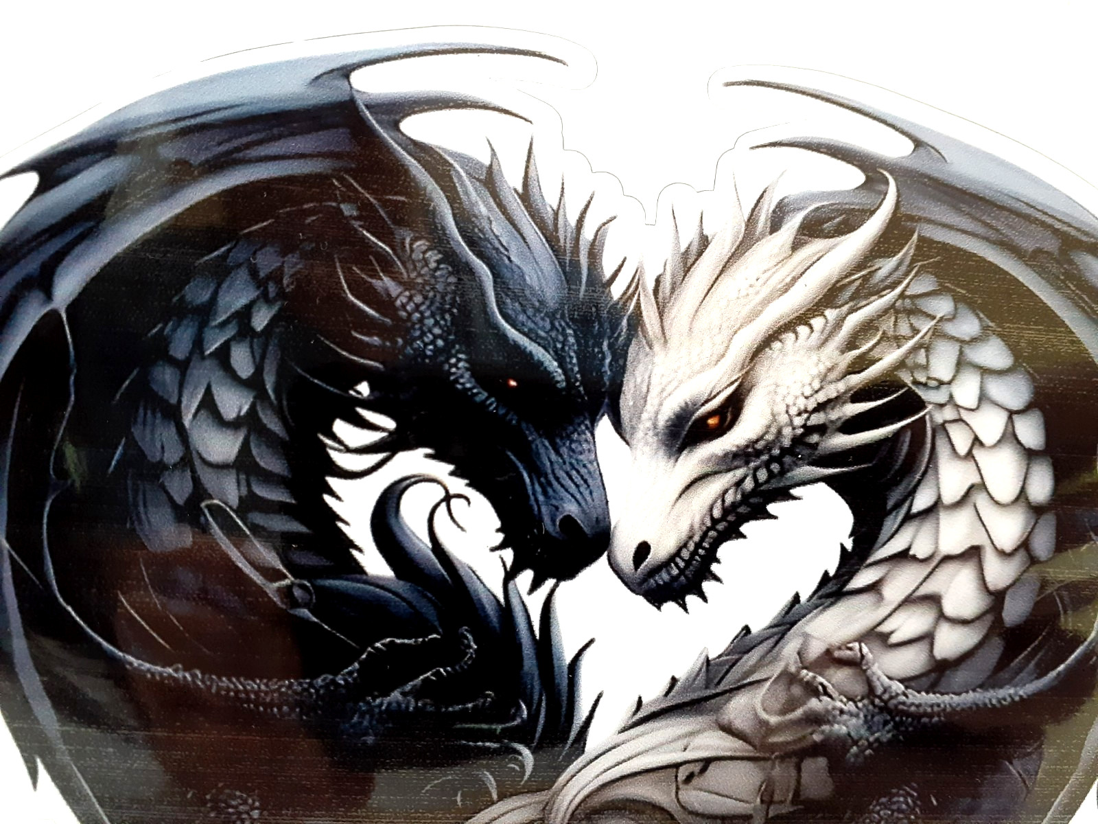 Black & White Dragon Heart Love Vinyl Decal Sticker 6" x 5"