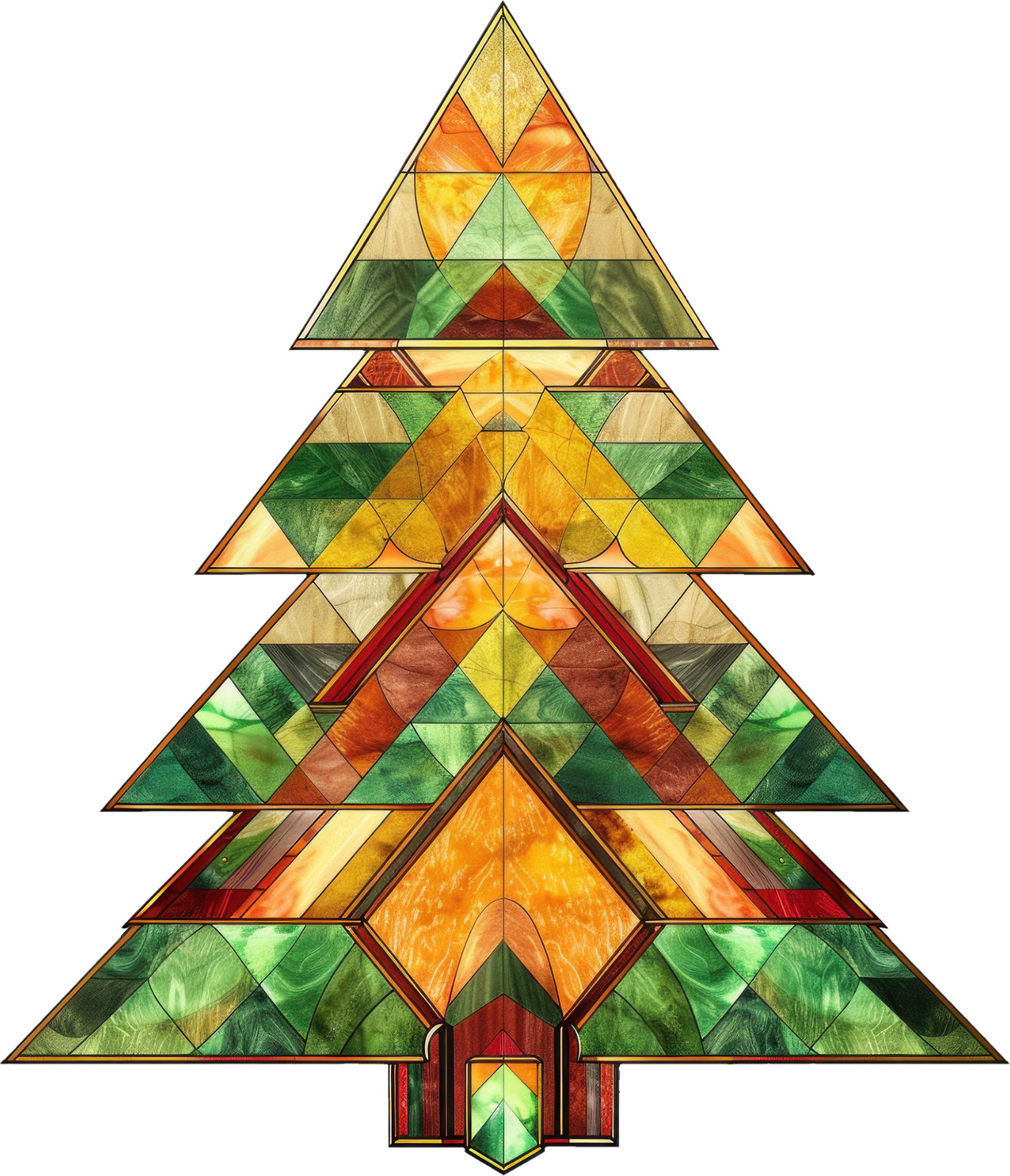 Christmas Tree Stained Glass Wall Decal Sticker 18X18cm Large