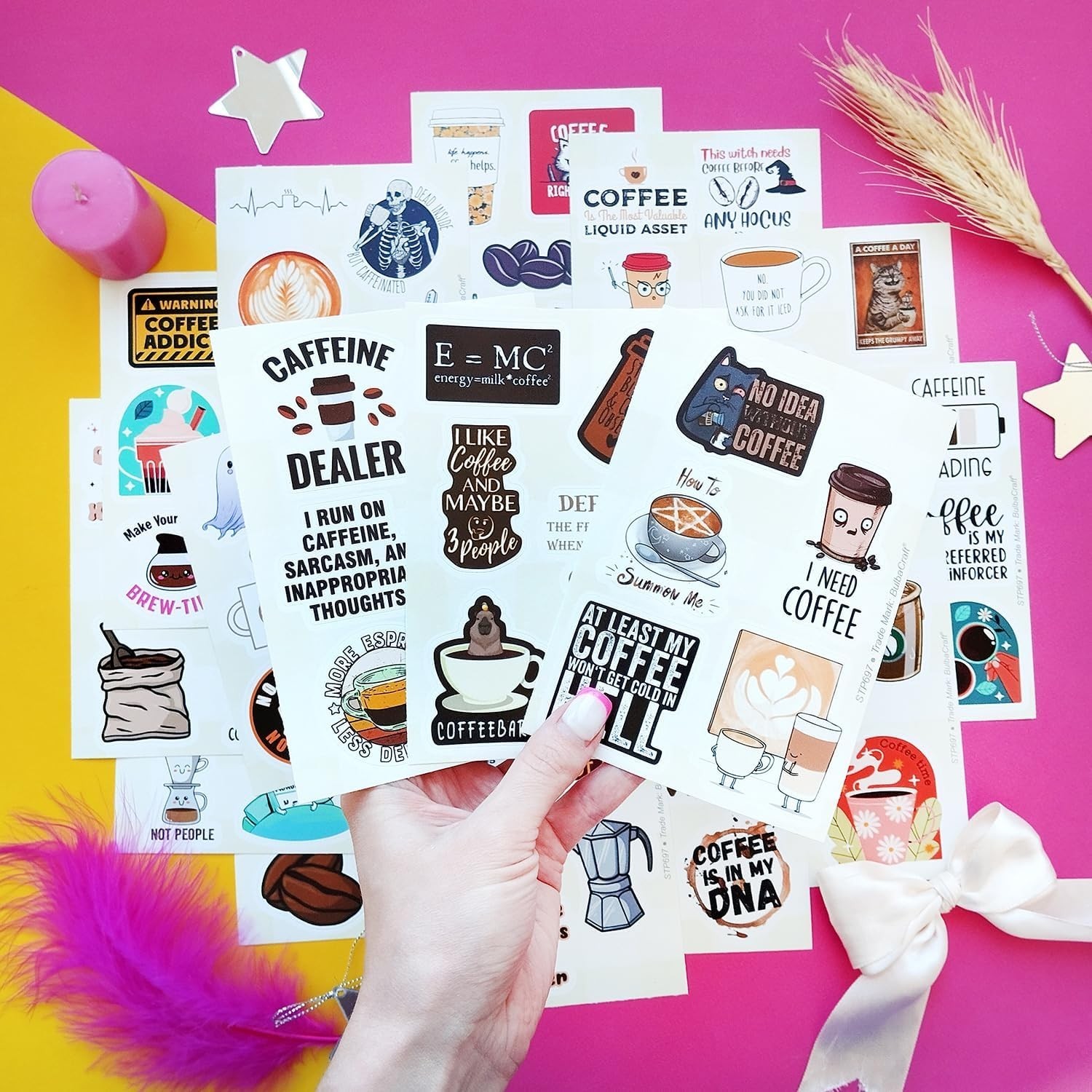 100Pcs Waterproof Funny Coffee Stickers – Ideal for Scrapbooking & Party Decor