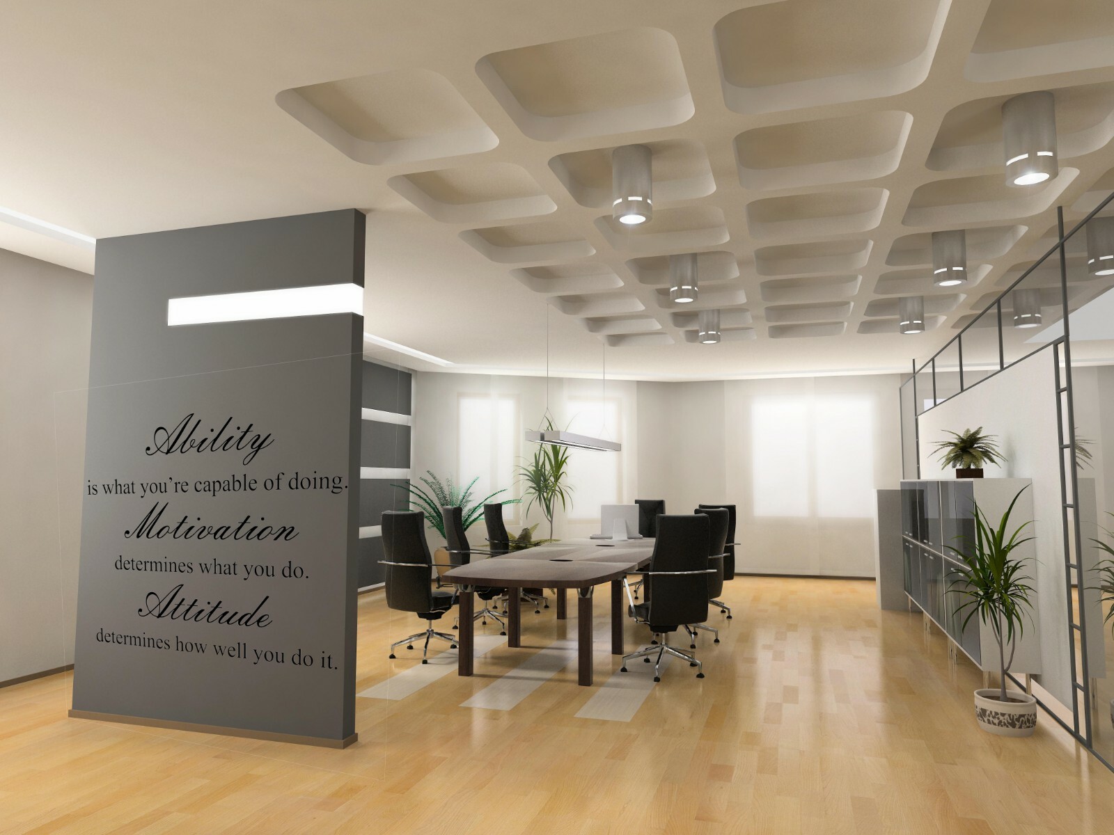 Motivation Ability Attitude Positive Quote Office Vinyl Wall Mural Decor Sticker