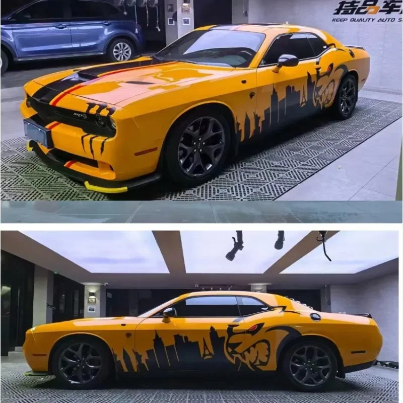 Aftermarket Dodge Challenger SRT Custom Body Side Vinyl Decal Kit – Full Door &