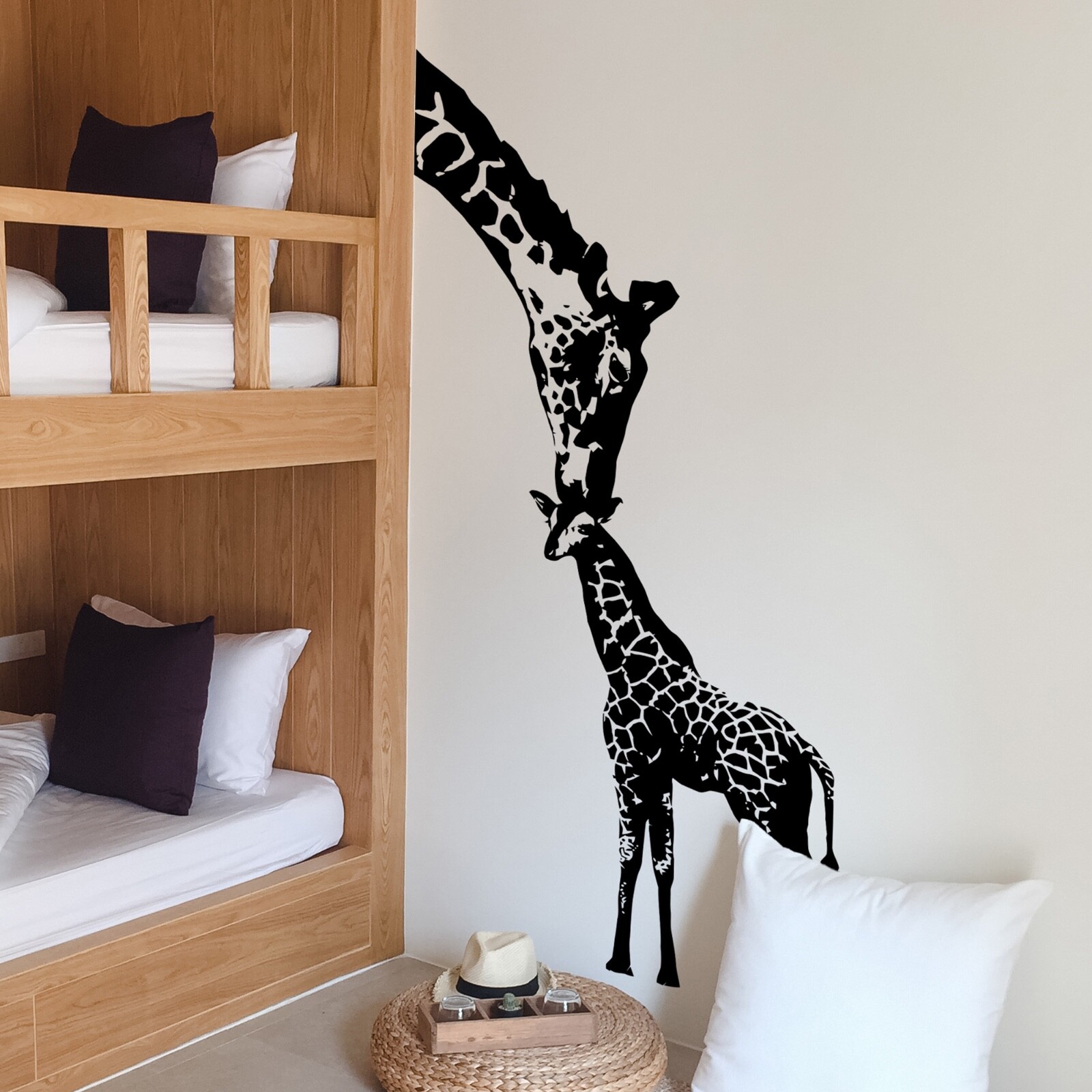 Baby Giraffe Decal Mother Giraffe Wall Decal Sticker. Africa Safari (Black) #384