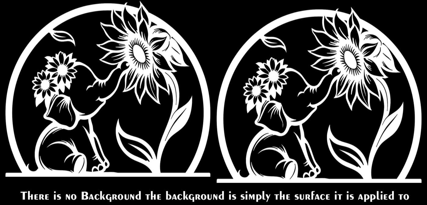 Baby Elephant with Sunflowers 2 Pk 6" Vinyl Decals Window Any Flat Surface