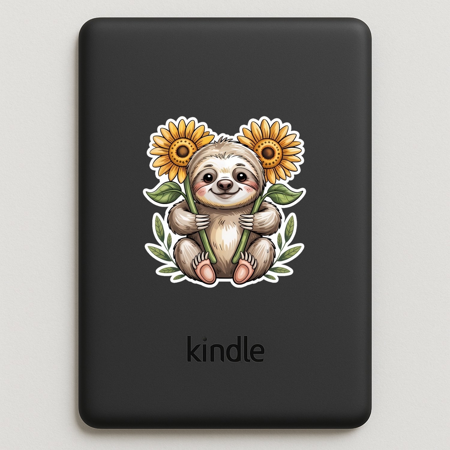 4pcs Sloth with Sunflower Stickers – Cute Floral Animal Vinyl Decals for Laptop