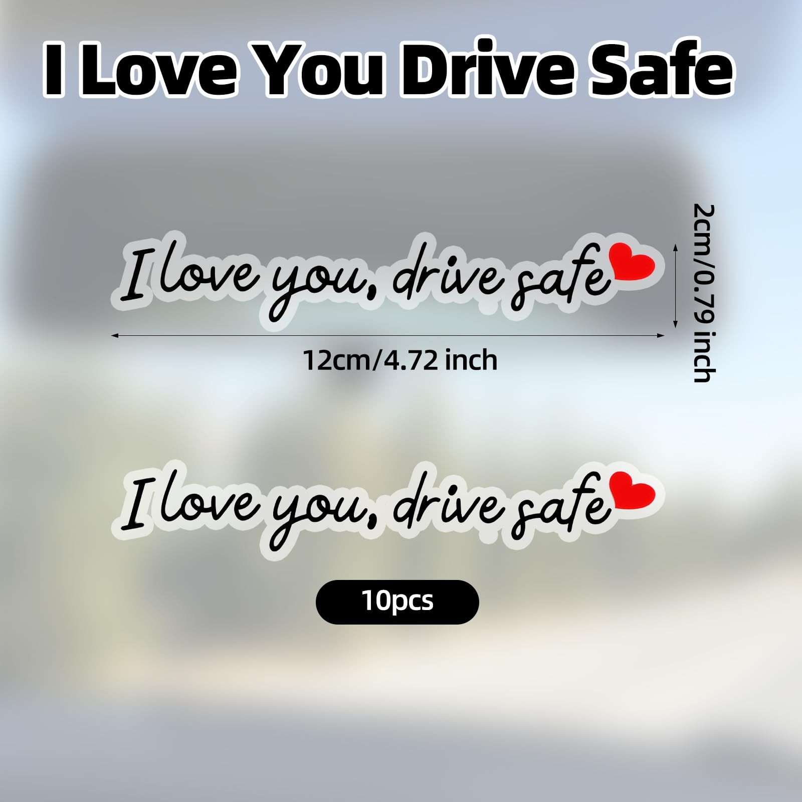10 Pcs Drive Safe Mirror Stickers Funny Vinyl Car Accessories for Men & Women