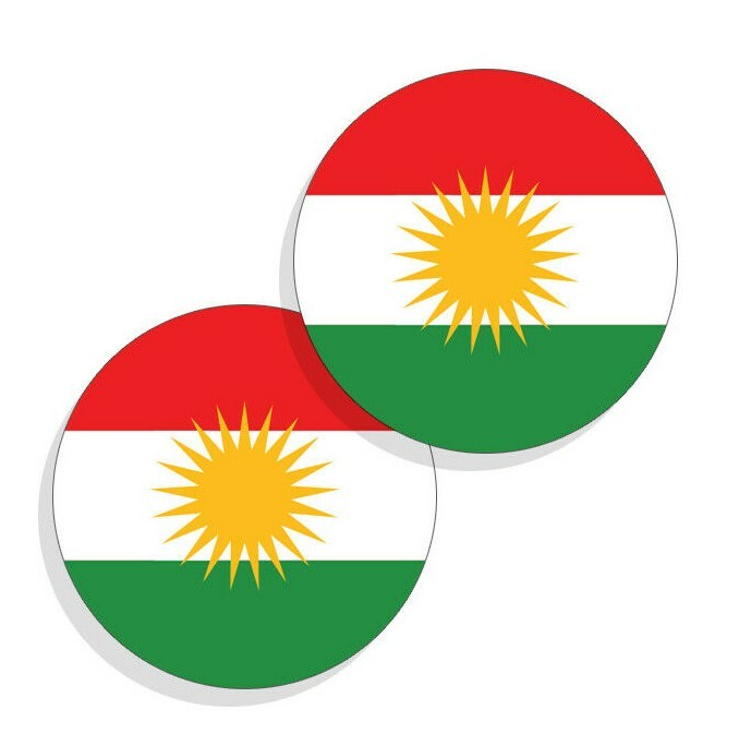 Iraqi Kurdistan Flag Stickers Flag Decals Round Indoor Outdoor Circles 4 pack