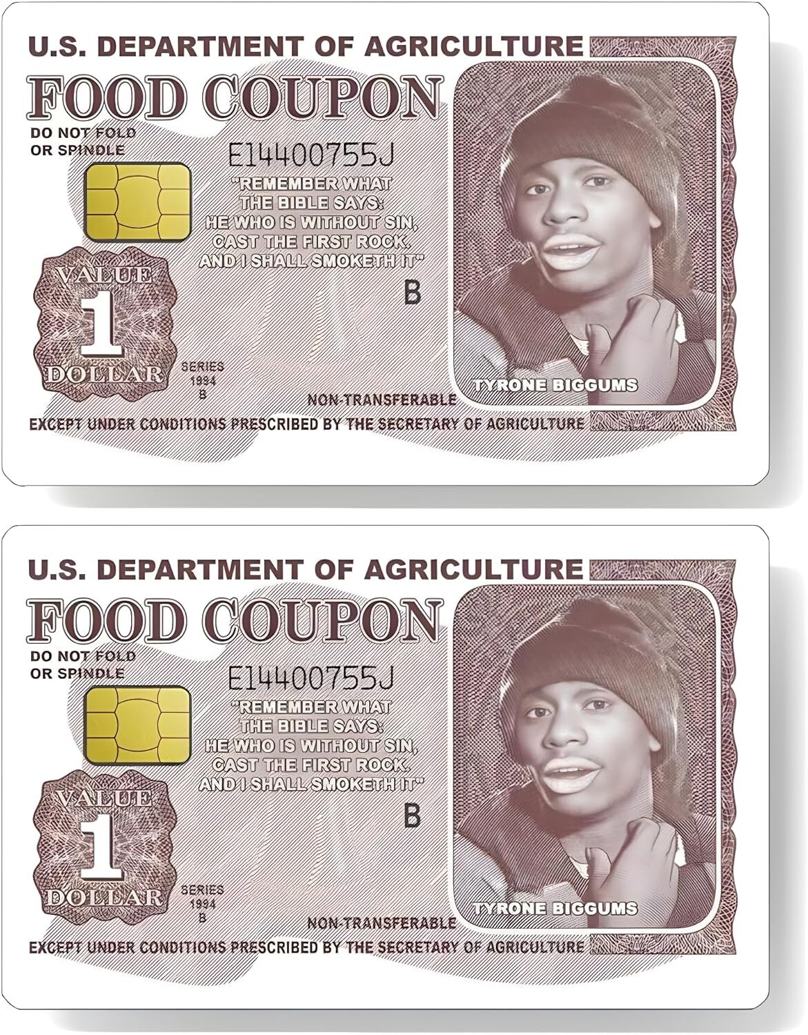 Credit Card Skins Food Stamp EBT Card Sticker Tyrone Biggums 2-Pack