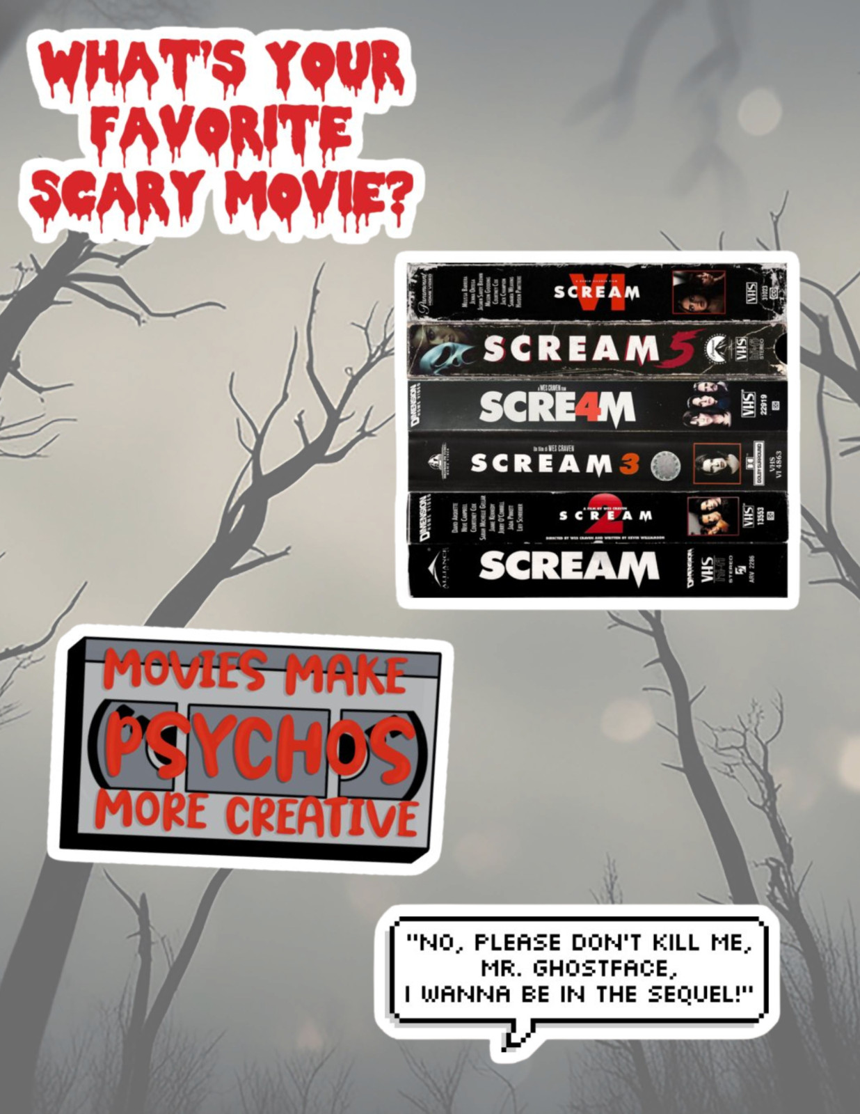 Scream Horror Movie Ghostface #2 4pc Sticker Packs