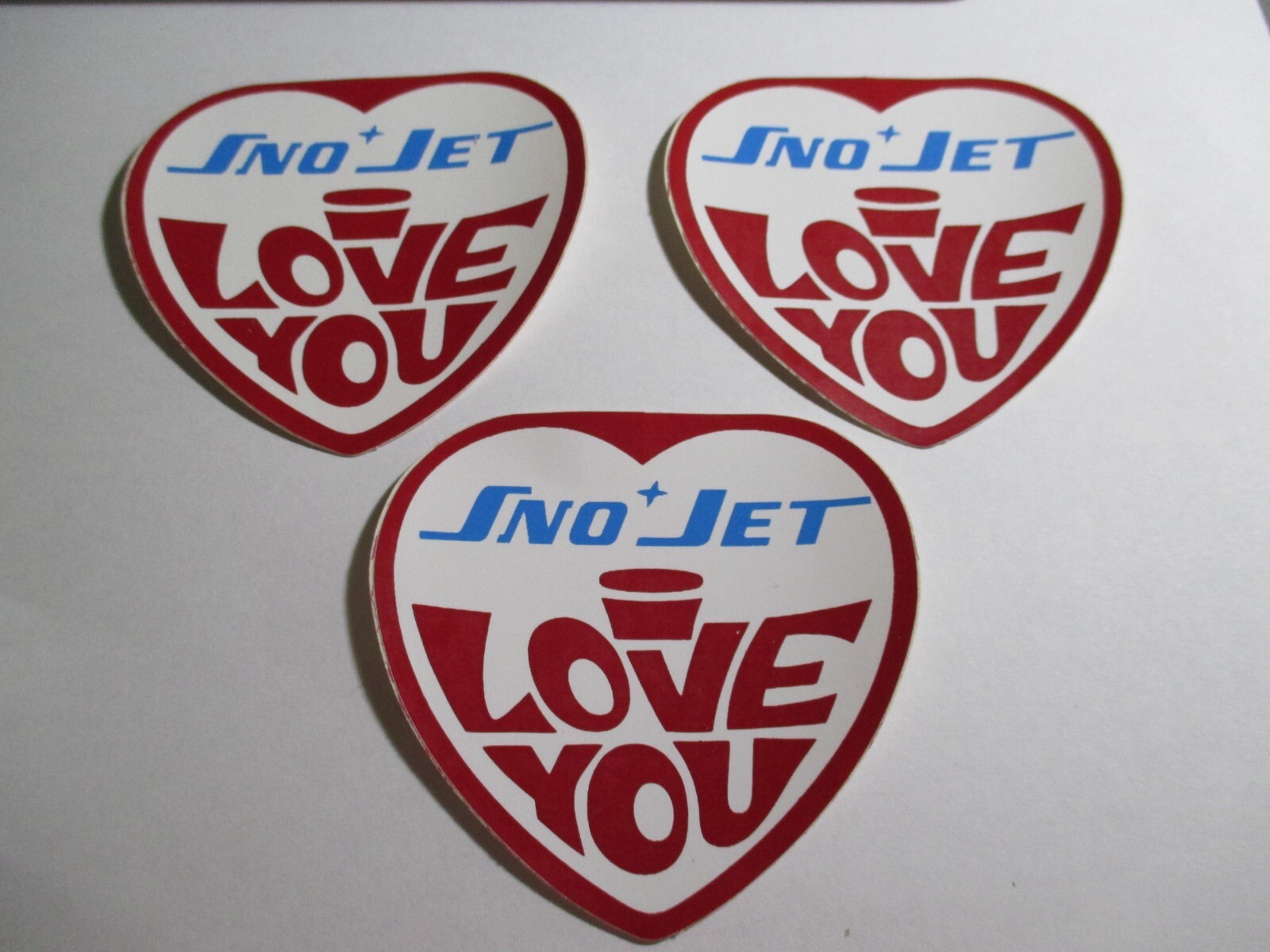 Vintage3 SNO-JET I Love You Stickers Snowmobile Sled Snow Machine 3 x 3 Inches