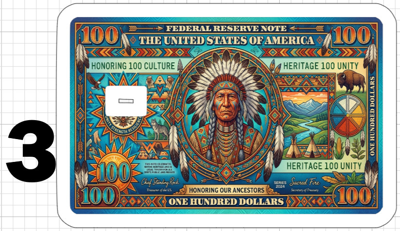 Native American Bill Credit ATM Debit Gift Card Skin Sticker Chief Indian Dollar