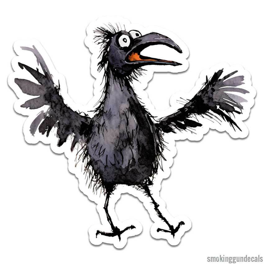 Scared Bird Crow, Vinyl Decal Sticker, Indoor Outdoor, 3 Sizes, #12219