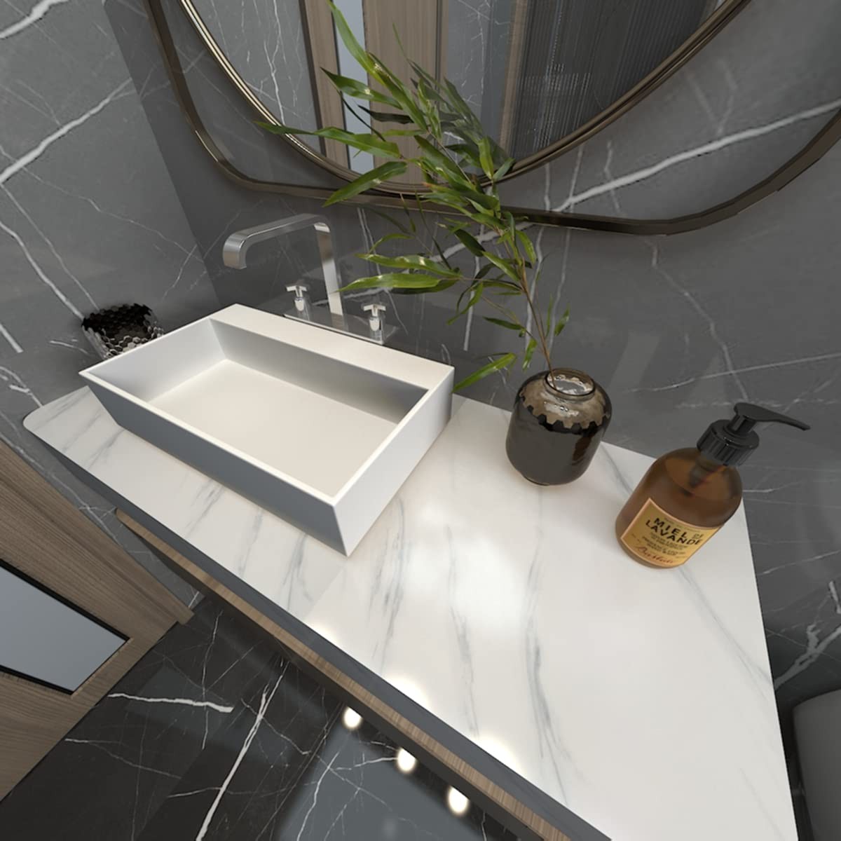 Glossy Creamy White Marble Peel and Stick Granite Wall Paper, 24x197in, Water…