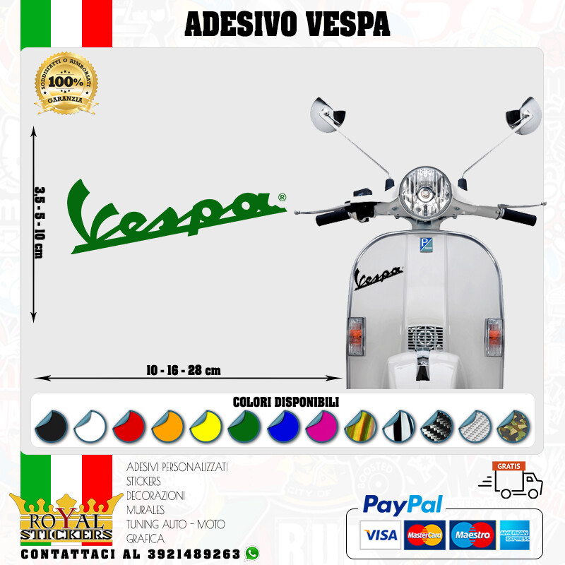 VINTAGE VESPA LOGO STICKER FOR HELMET FAIRING 6 DAYS VESPA 80s various col.