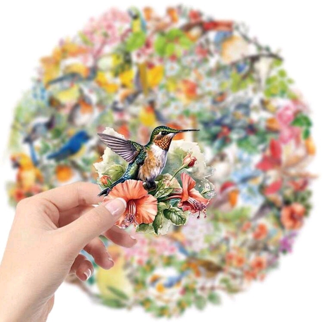 20 Pcs Multicolor Birds & Floral Decal Stickers Multiple Designs
