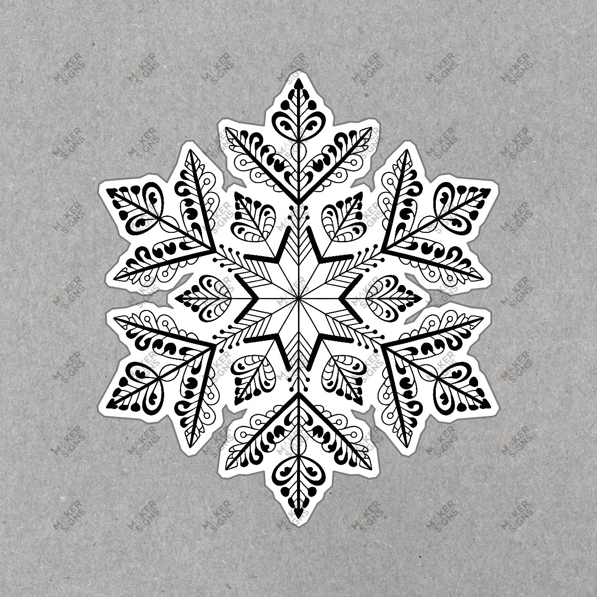 Intricate Black and White Snowflake Wall Art Geometric Star Design #7708