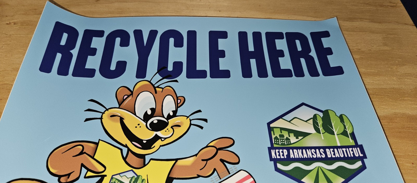 KEEP ARKANSAS BEAUTIFUL RECYCLE BIN TRASH CAN STICKER OTTO THE OTTER NEW VINYL