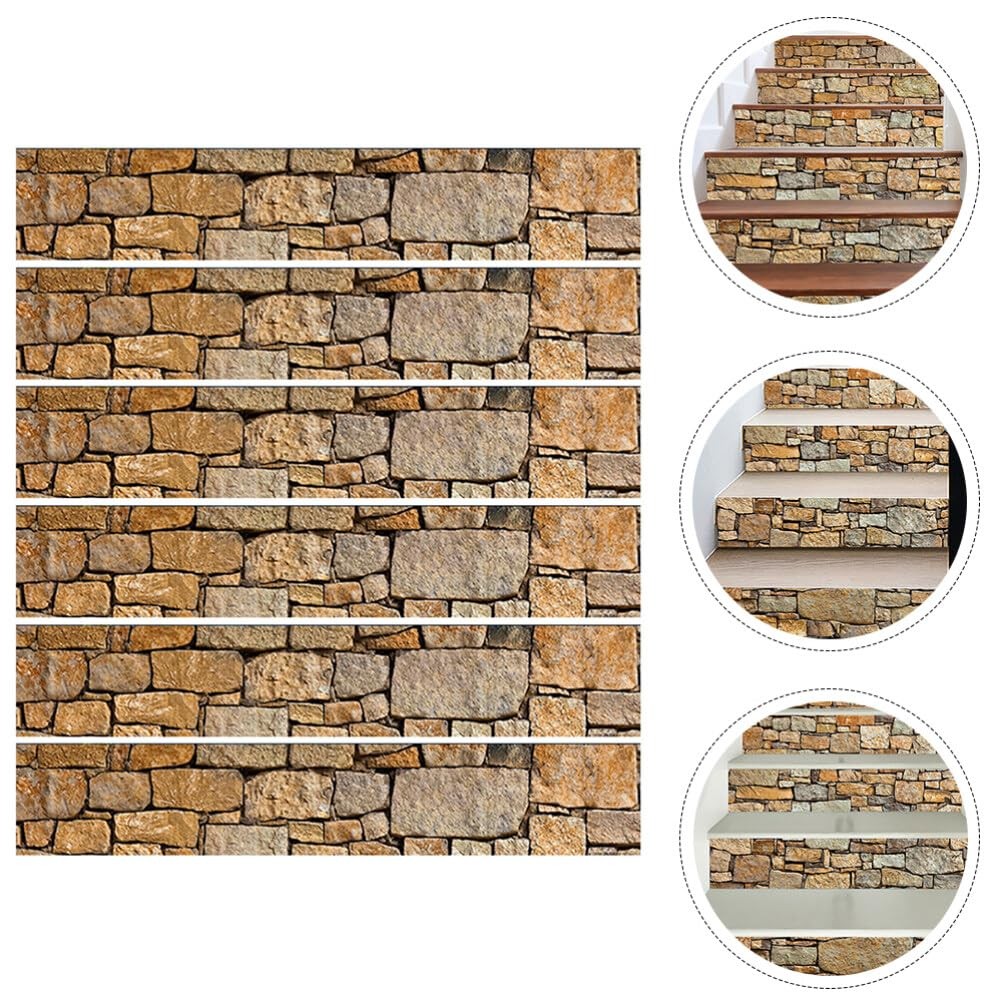 Waterproof Self-Adhesive Stair Stickers 6Pcs Creative Stone Pattern Peel and …
