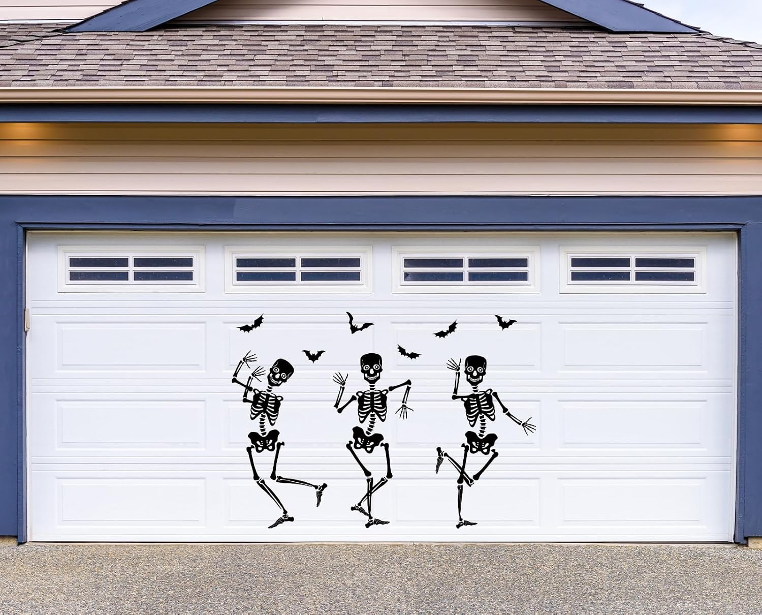 31Pcs Halloween Garage Decoration Magnet Stickers Black Dancing Skeleton Bat Ref