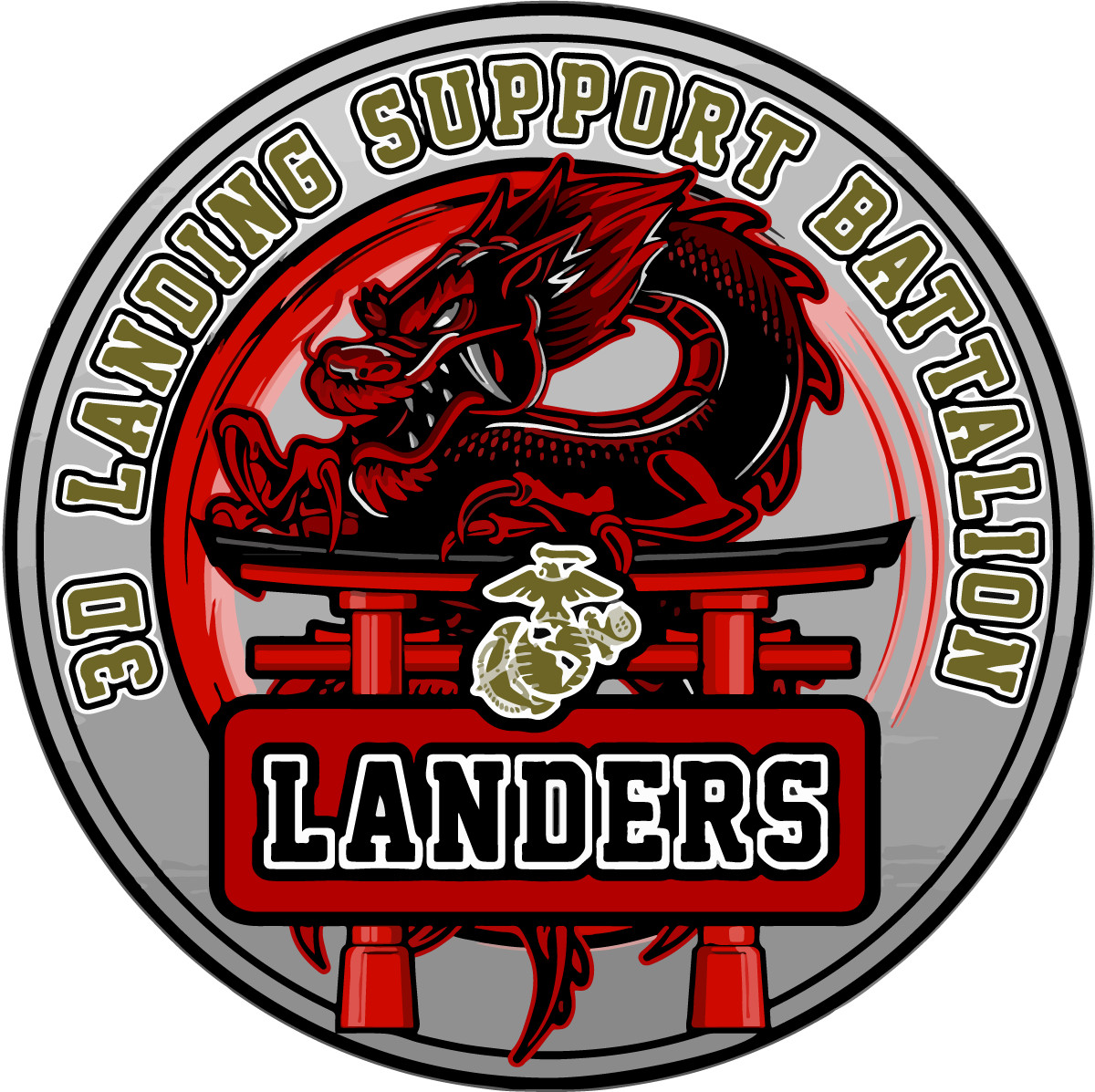 US Marine Corps Badge Sticker 3rd Landing Support Battalion