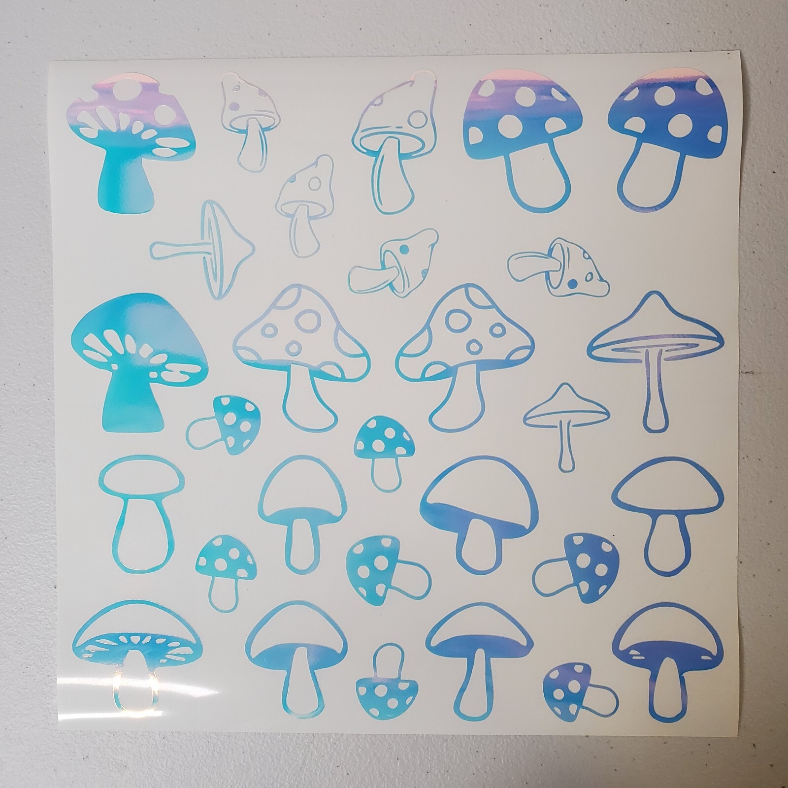 Glow In The Dark Vinyl Decals Trippy Shrooms Decor Lit Stickers New Full Sheets