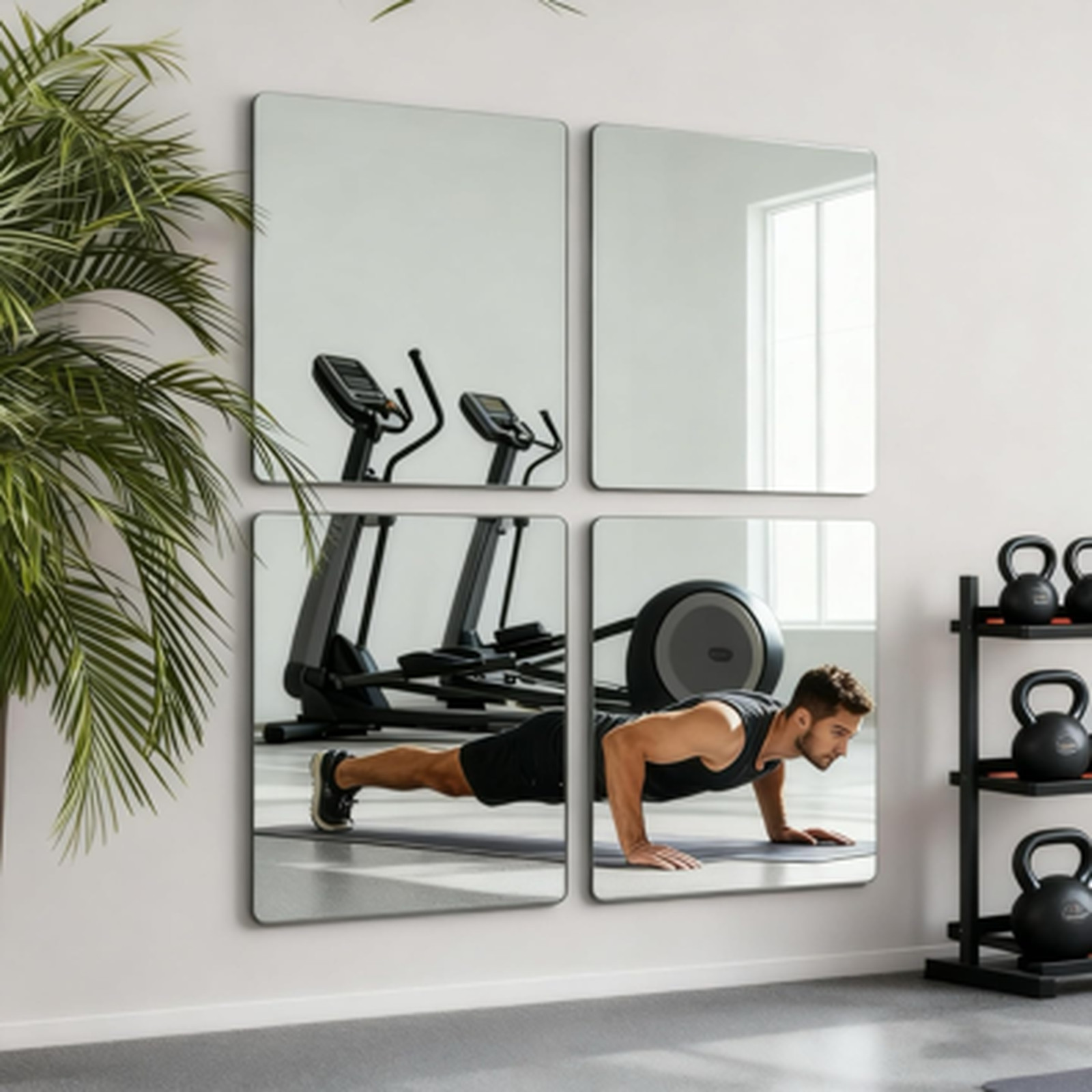 Acrylic Wall Mirrors 8×8 Inch Self Adhesive Square Tiles for Bedroom Home Gym