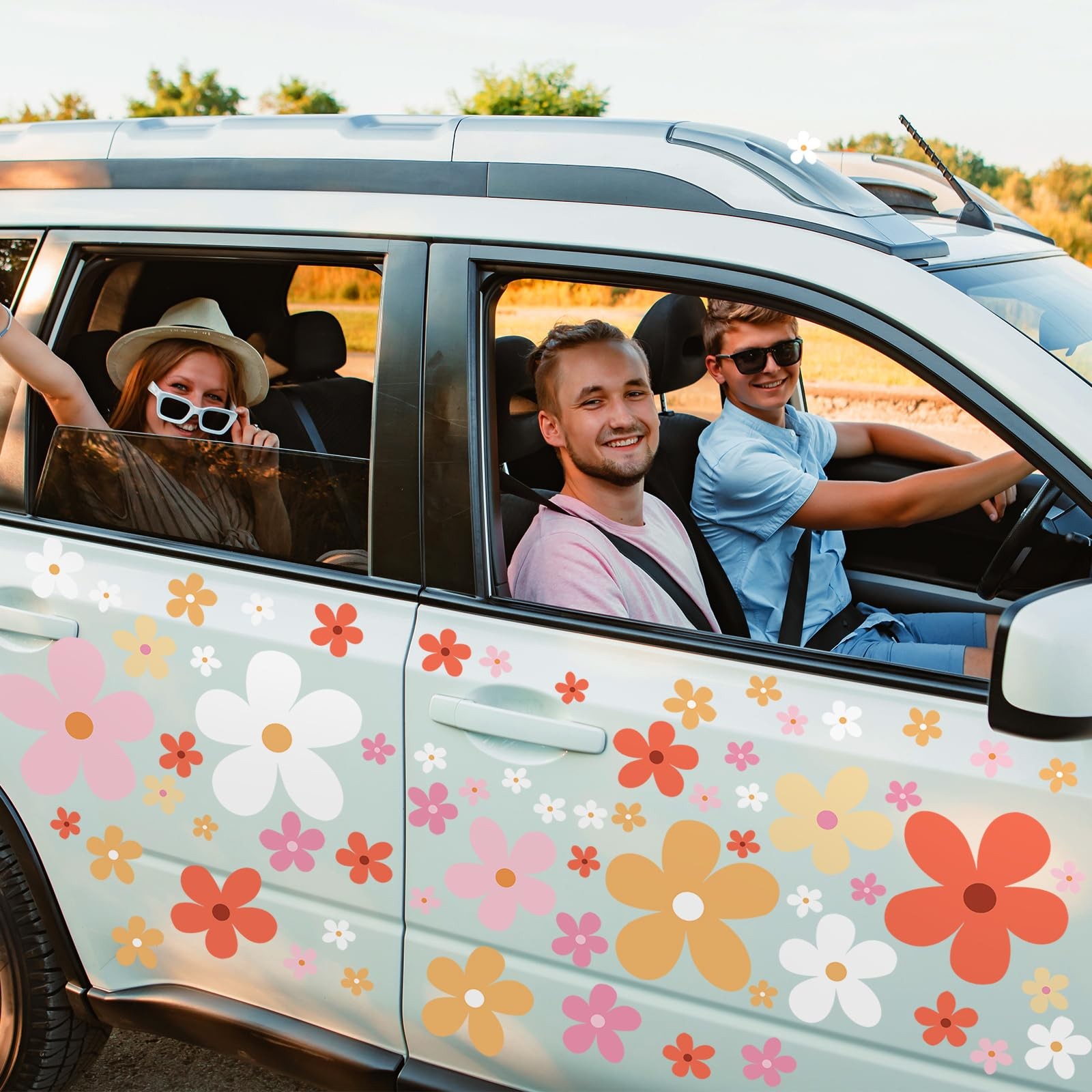 Daisy Flower Car Decals Vinyl Flower Window Cling for Car Bumper Wall Laptop