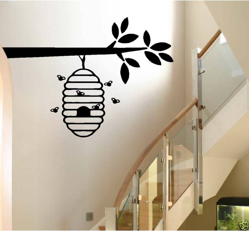 BEEHIVE ON A BRANCH wall decal home decor MEDIUM