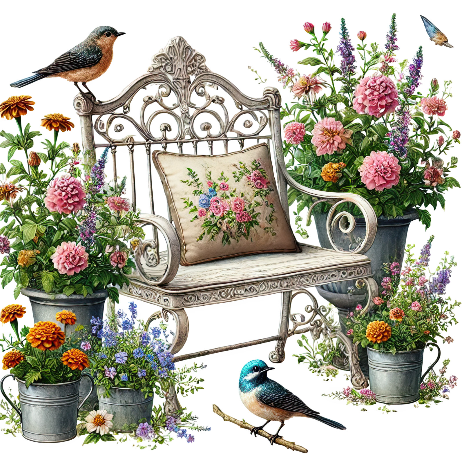 Wall decal sticker garden 18 x 18 cm large