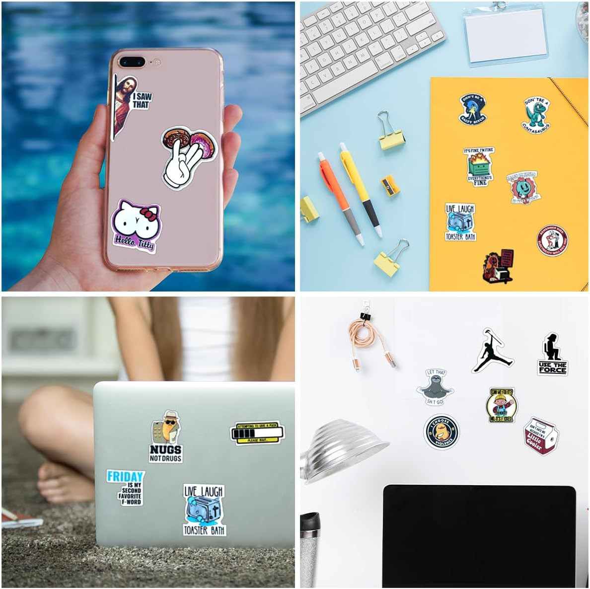150Pcs Funny Stickers for Adults Prank Meme Hilarious Sticker Pack for Laptop