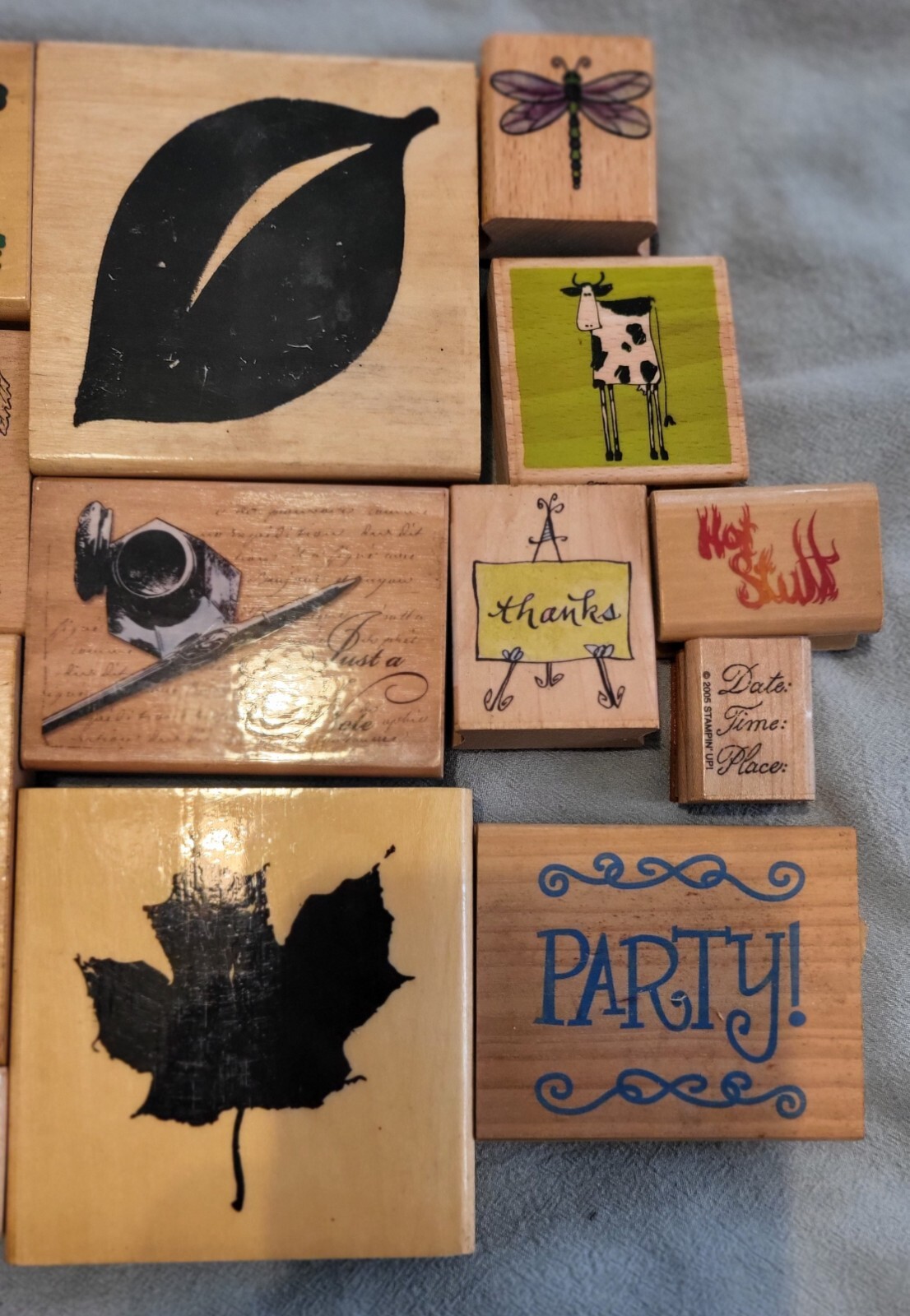Lot Of 13+ Stamps Paper Crafting Stamping Wood