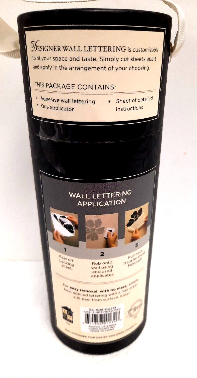 DCWV Designer Wall Lettering 'Life Is Not Measured by" Easy to Apply/Remove