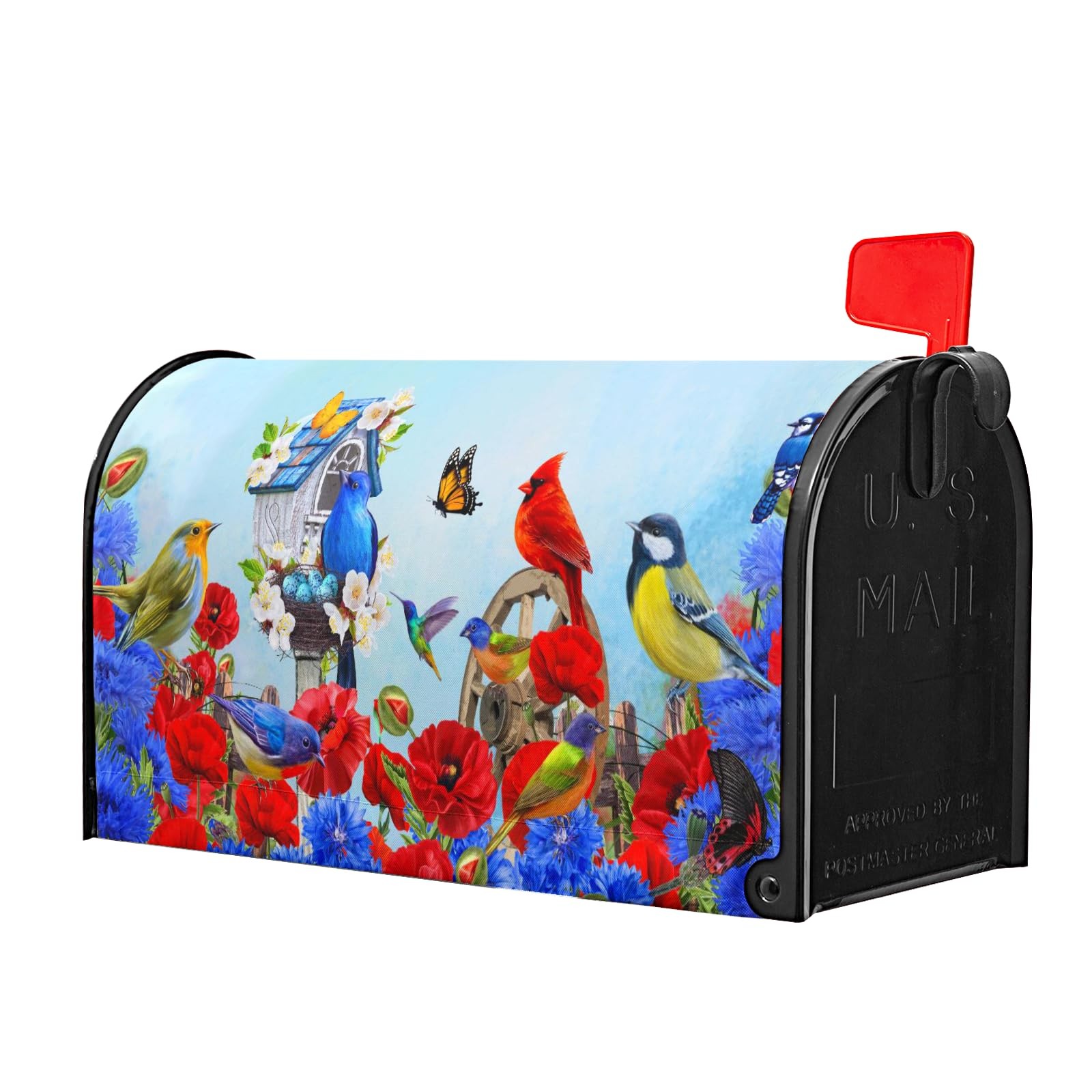 Anyako Spring Cardinal Birds Mailbox Covers Magnetic 21×18 inch,