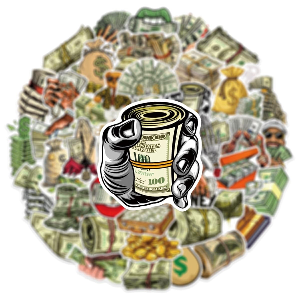 WOZOETT Money Cash Stickers 50PCS Waterproof