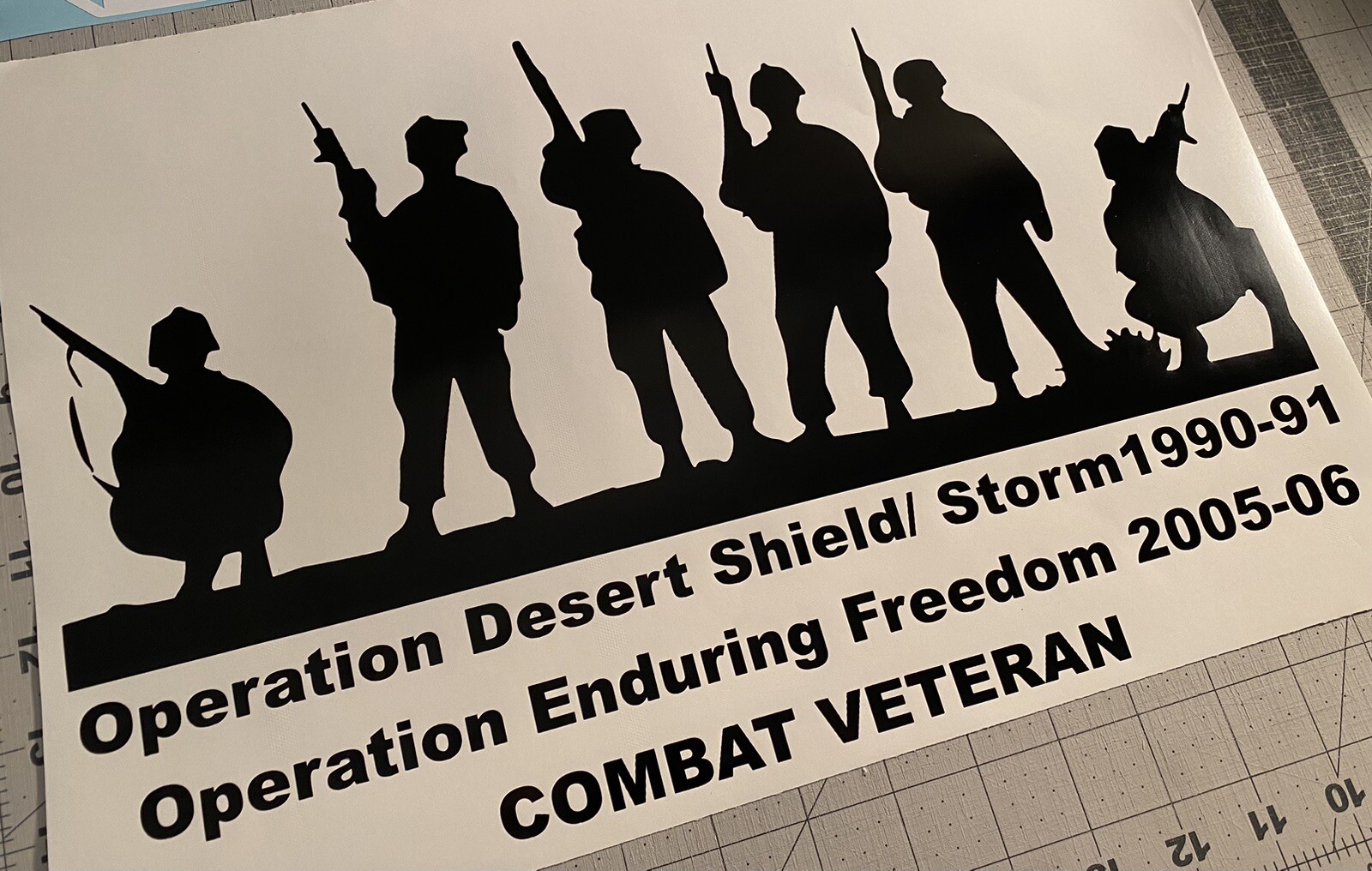 Vinyl Decal for Window – Soldier Silhouettes (Military), Various Colors & Sizes