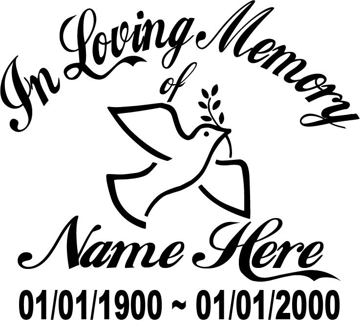 In Loving Memory Of – Dove Sticker Decal Window Memorial Personalized