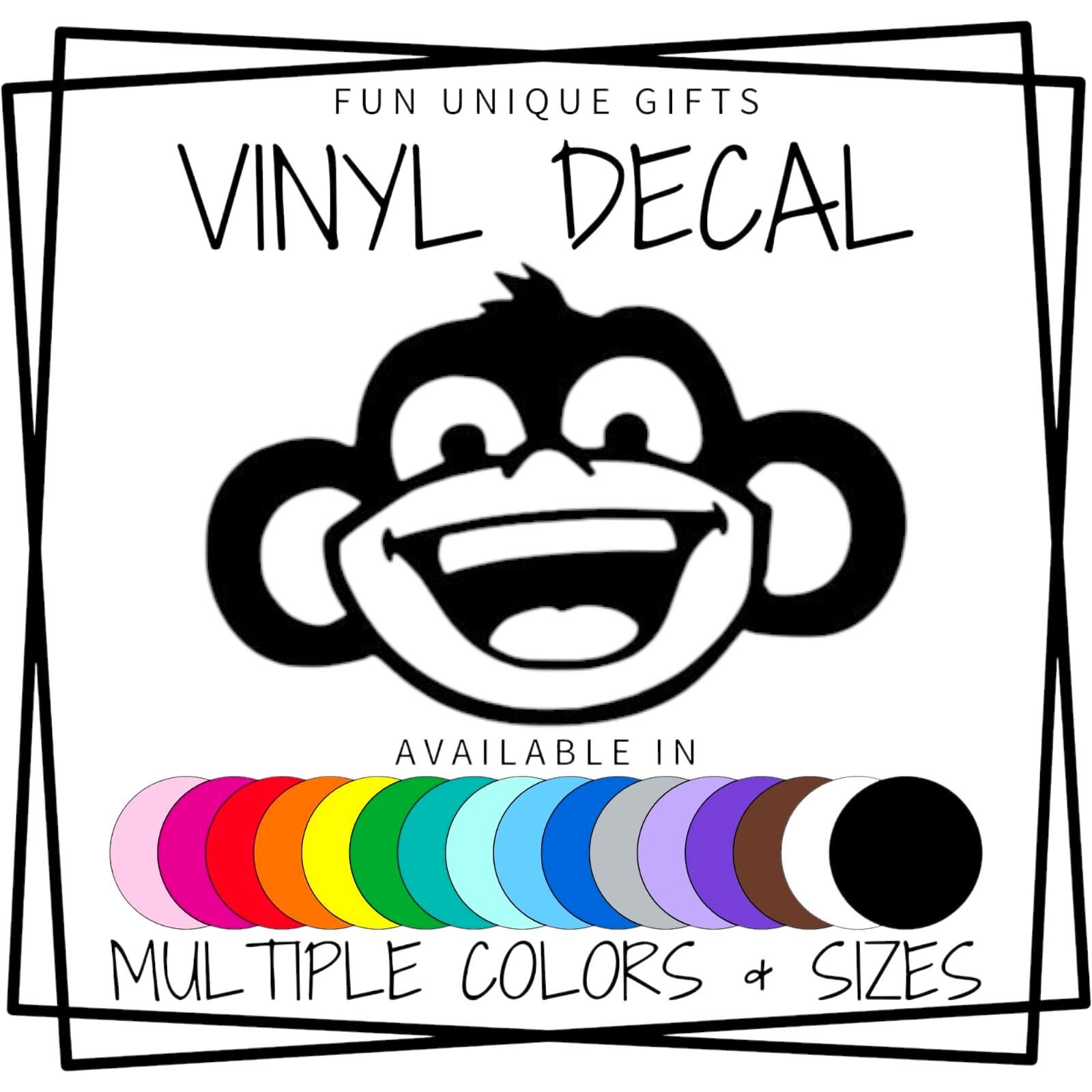 Funny Monkey Vinyl Decal Sticker -Multiple Colors & Sizes- FREE SHIPPING