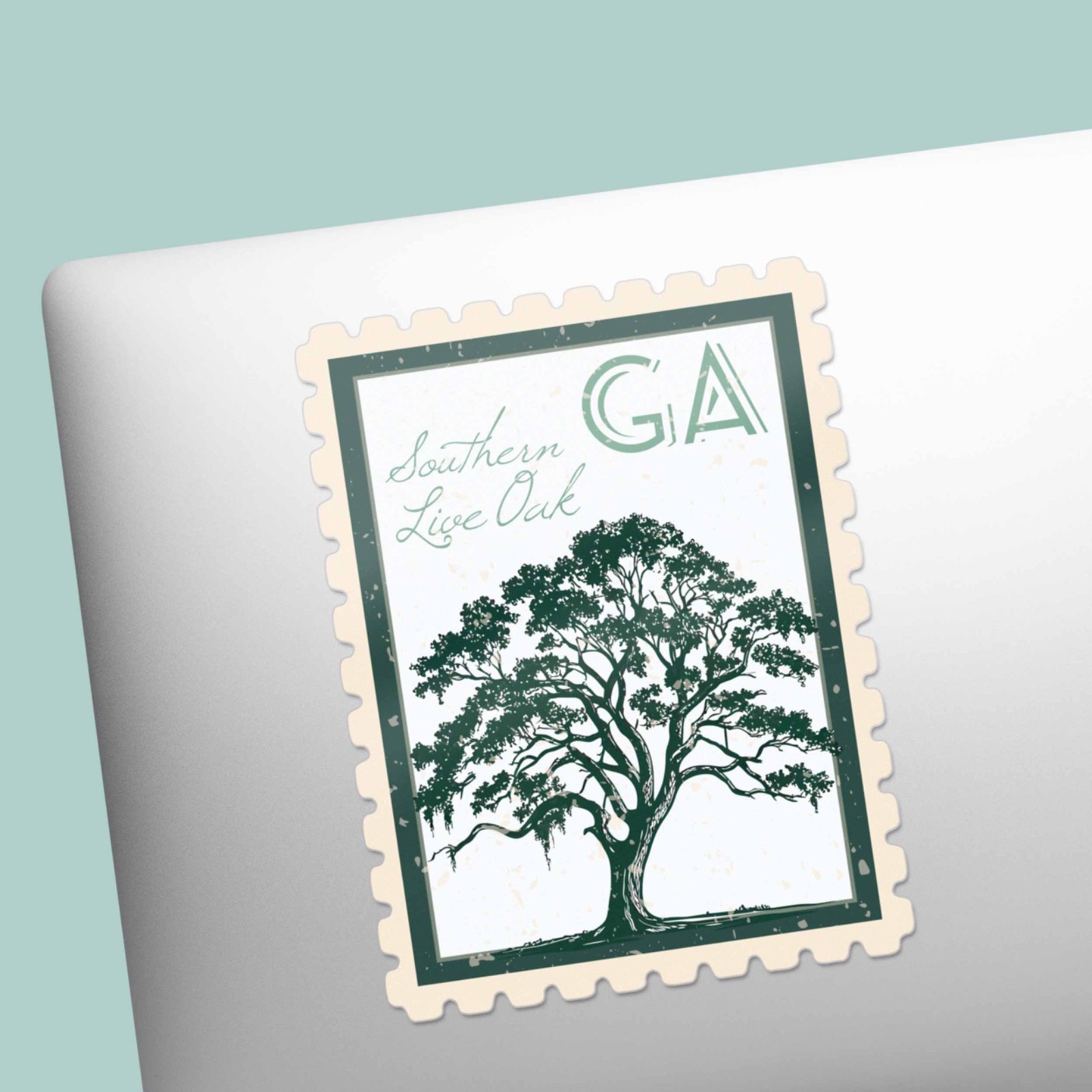 Georgia State Tree Southern Live Oak Sticker- GA Vintage Stamp Decal