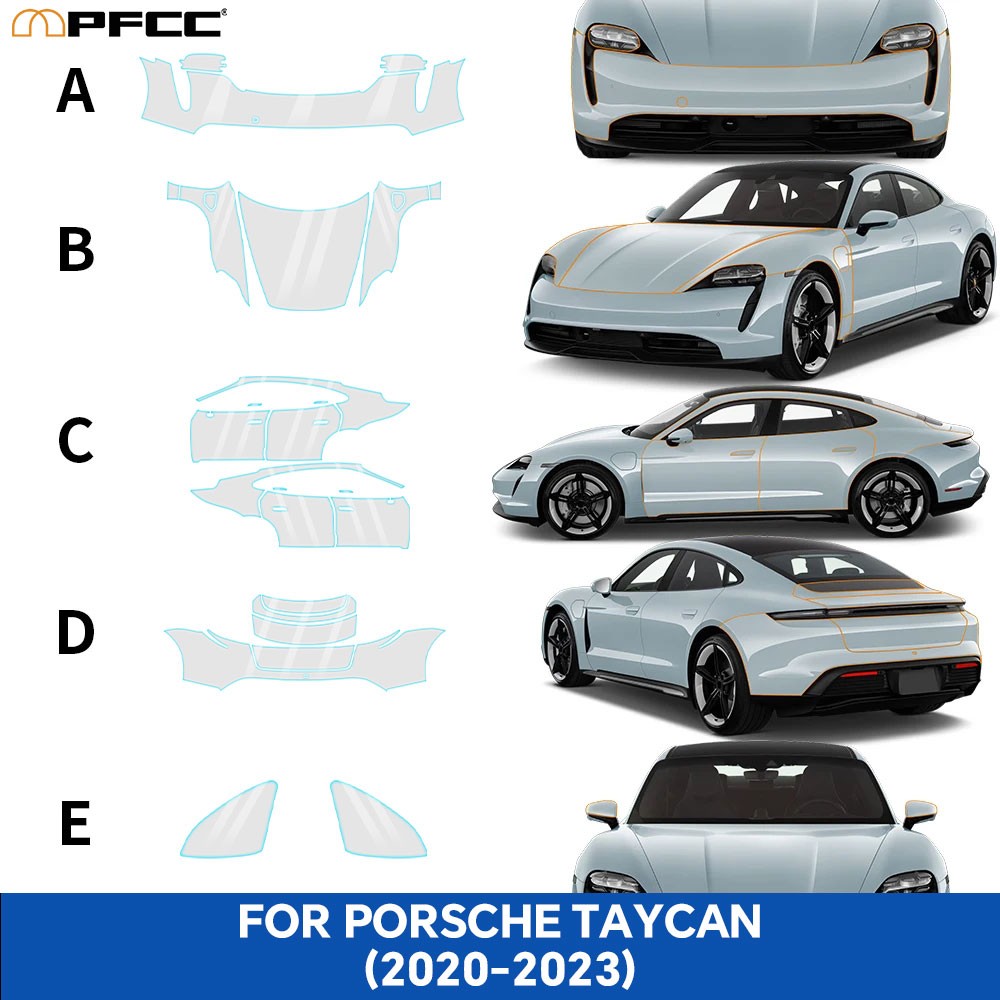 Full Car For Porsche Taycan 2020-2023 Precut Paint Protection Film Clear PPF TPU