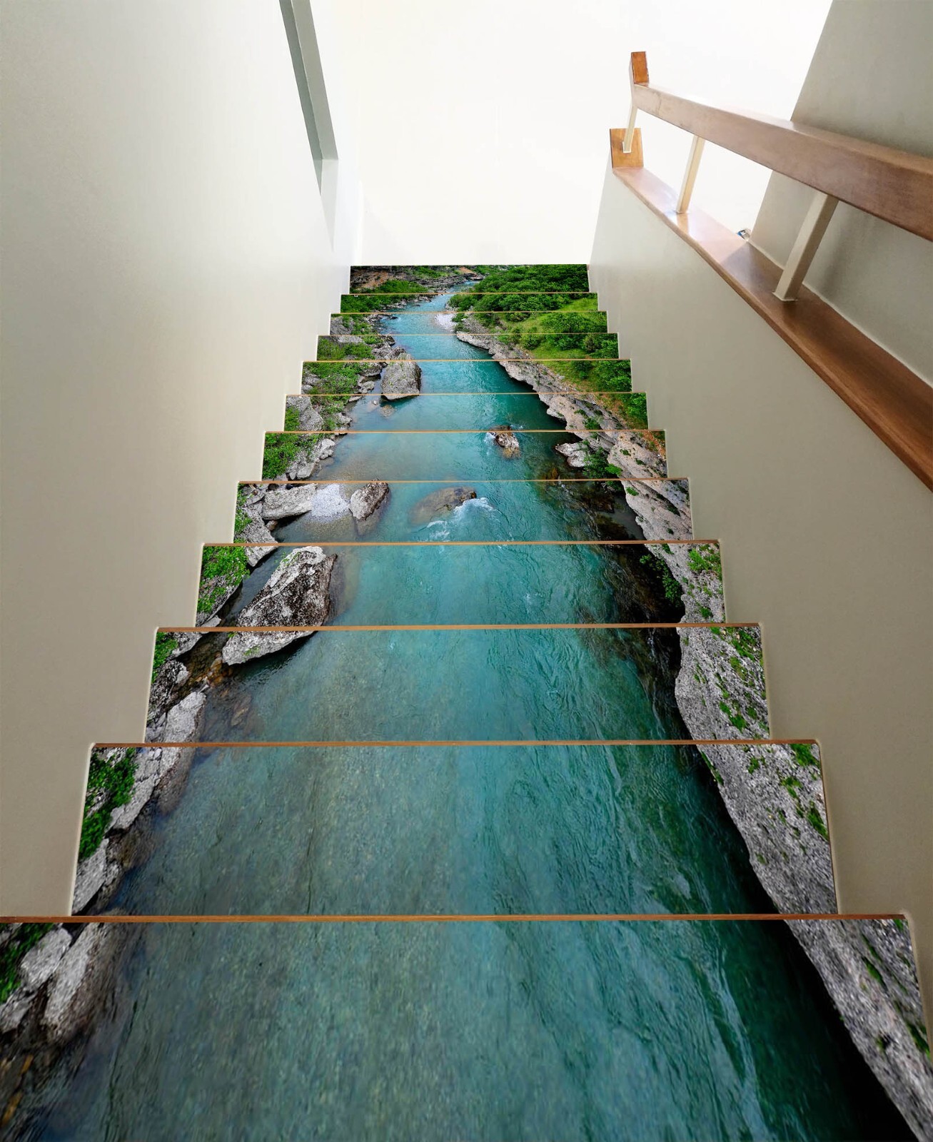3D Long River W030 Stairs Risers Decoration Photo Mural Vinyl Wallpaper Vera