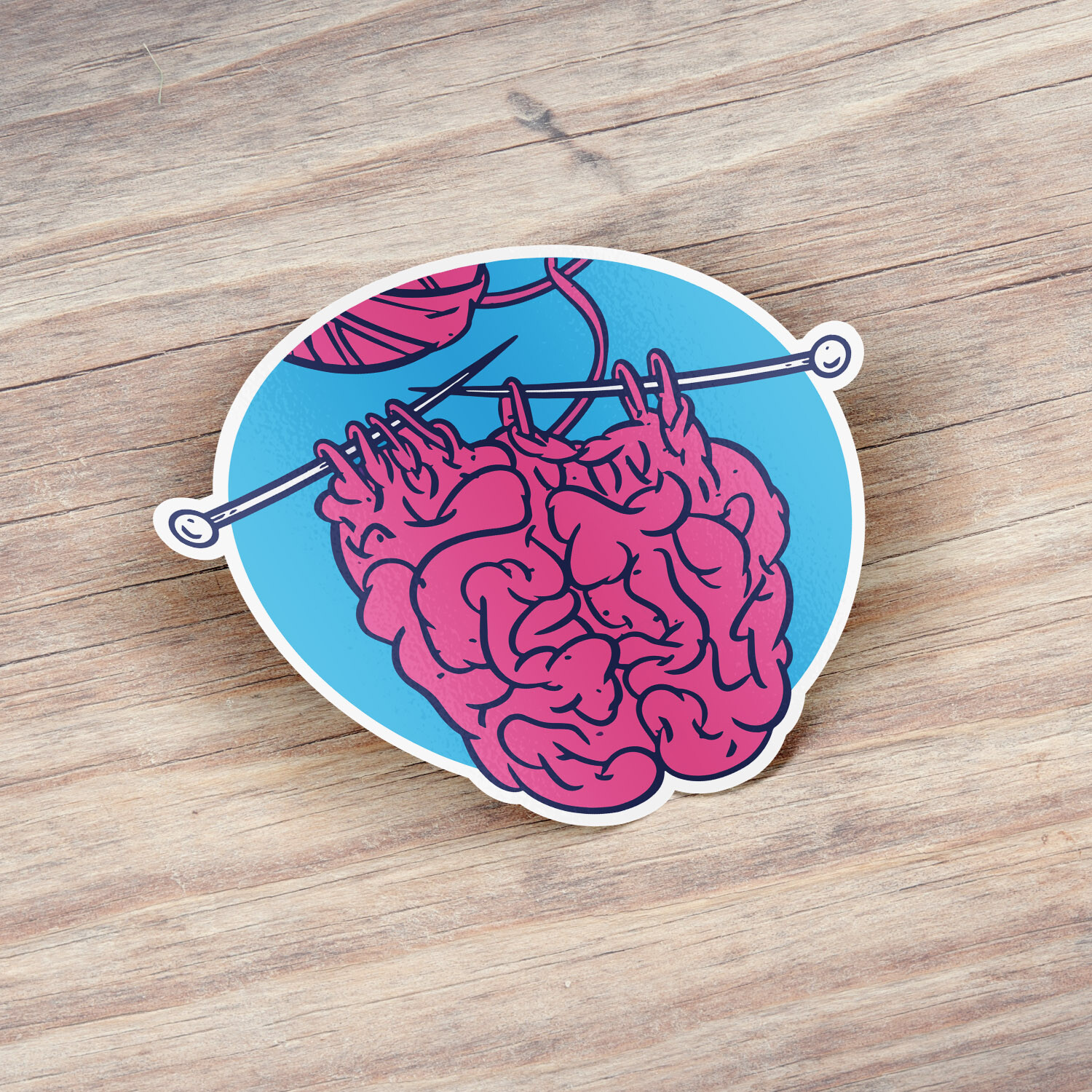 Knitting A Brain Car Bumper Vinyl Sticker Decal